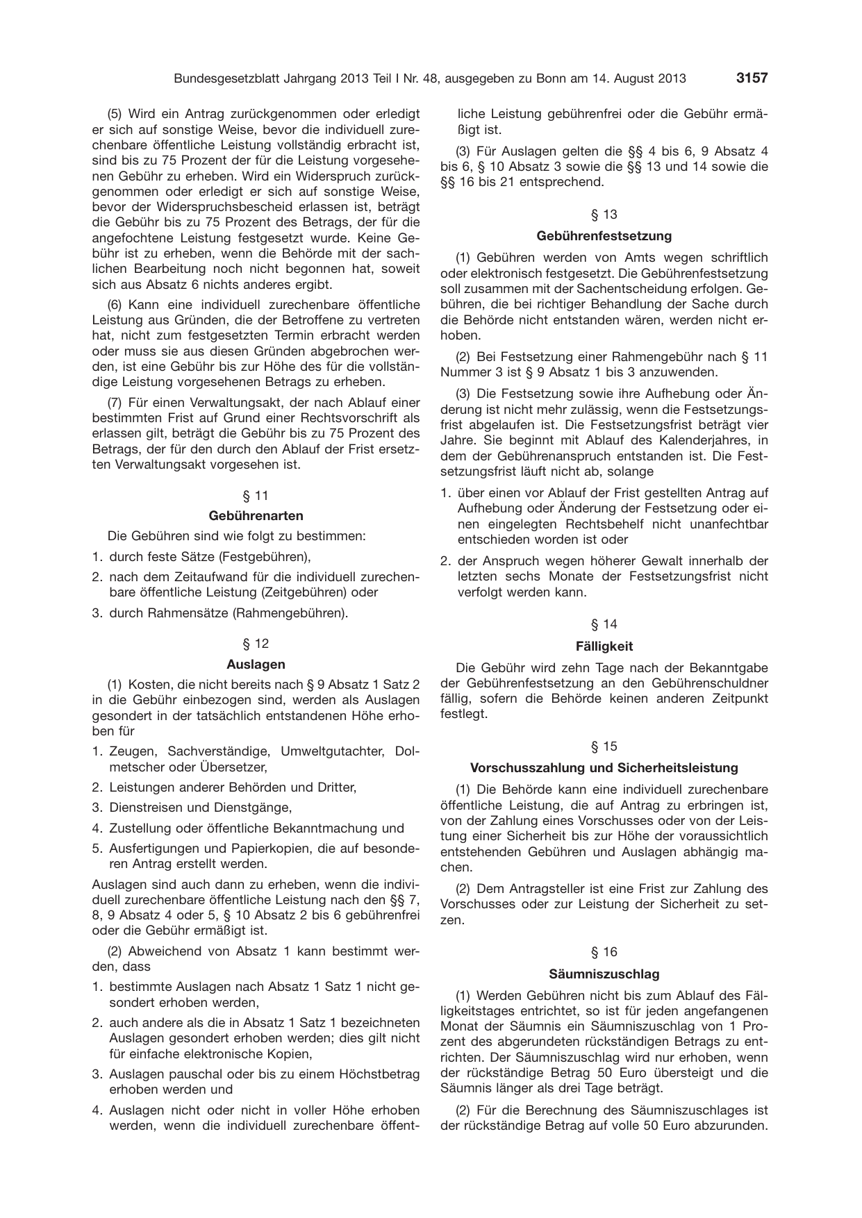 BGBl. 2013, Seite 3157 — Originalseite als Abbildung