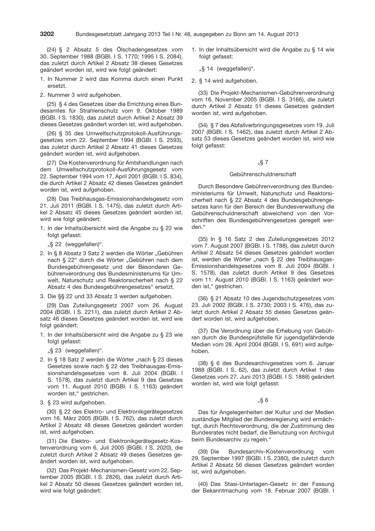 BGBl. 2013, Seite 3202 — Originalseite als Abbildung