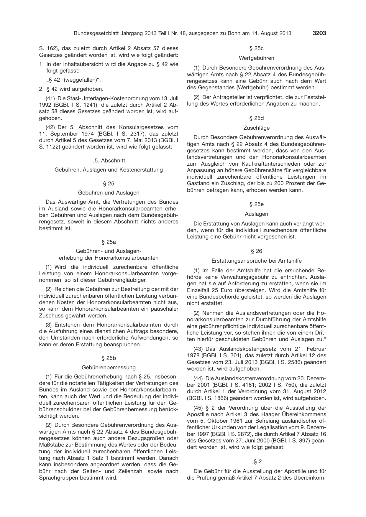 BGBl. 2013, Seite 3203 — Originalseite als Abbildung
