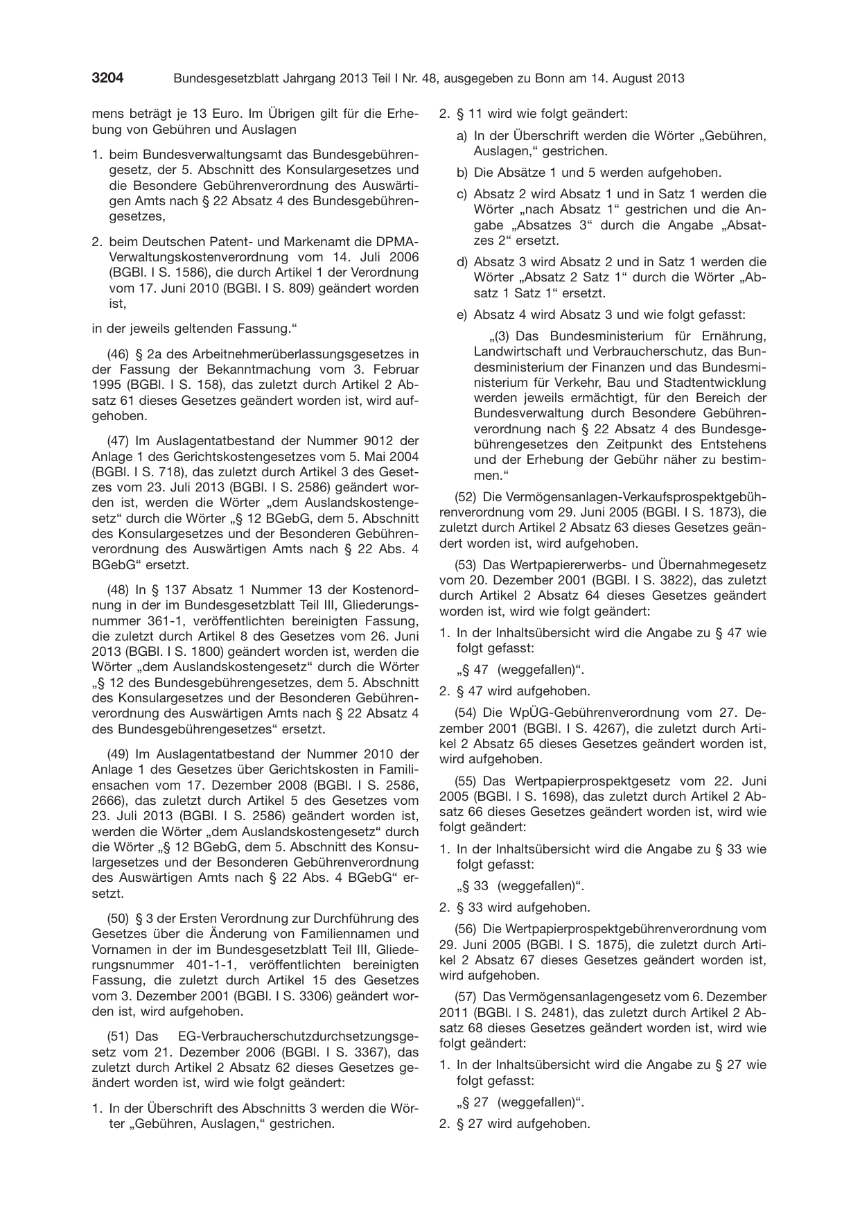 BGBl. 2013, Seite 3204 — Originalseite als Abbildung