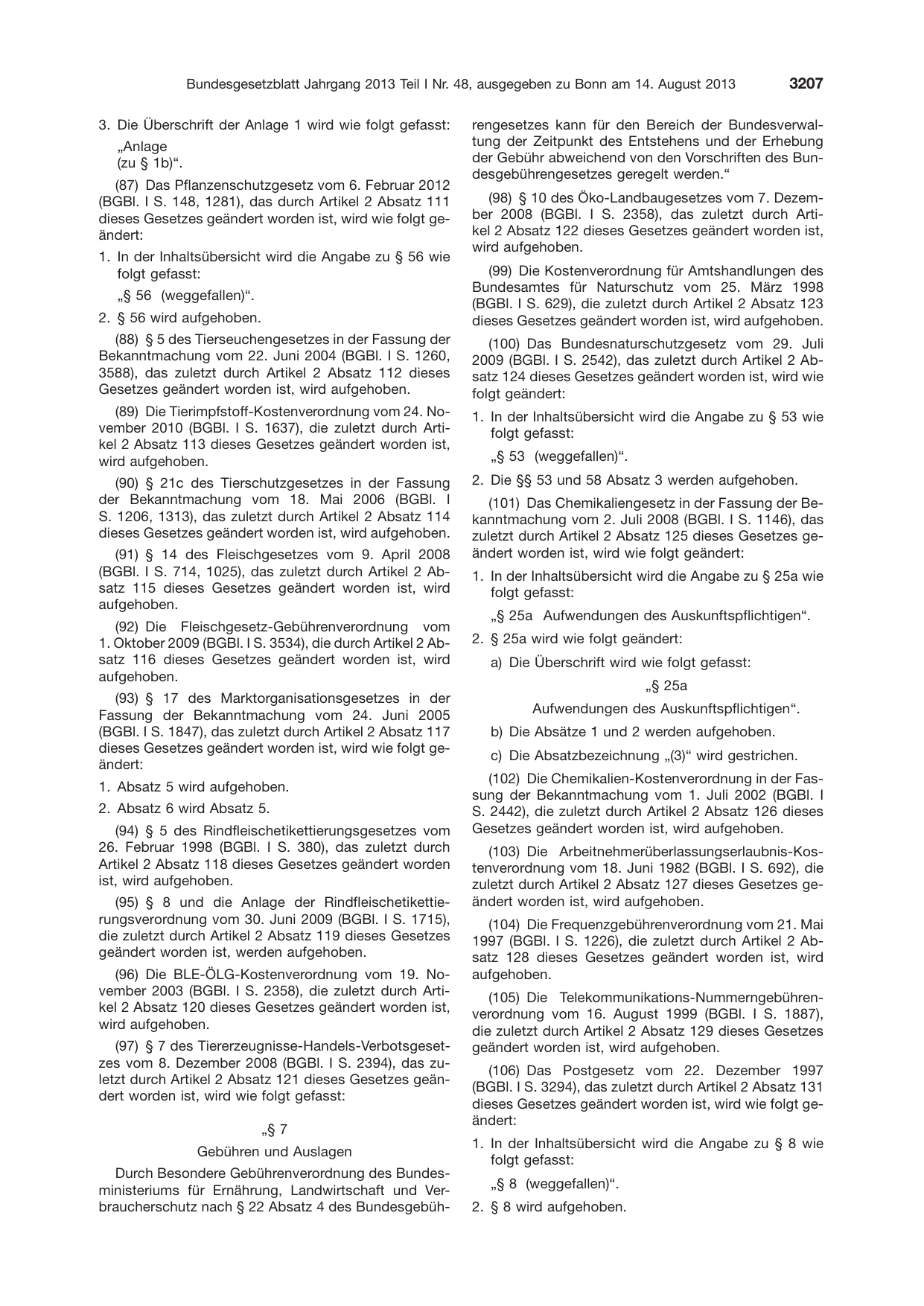 BGBl. 2013, Seite 3207 — Originalseite als Abbildung