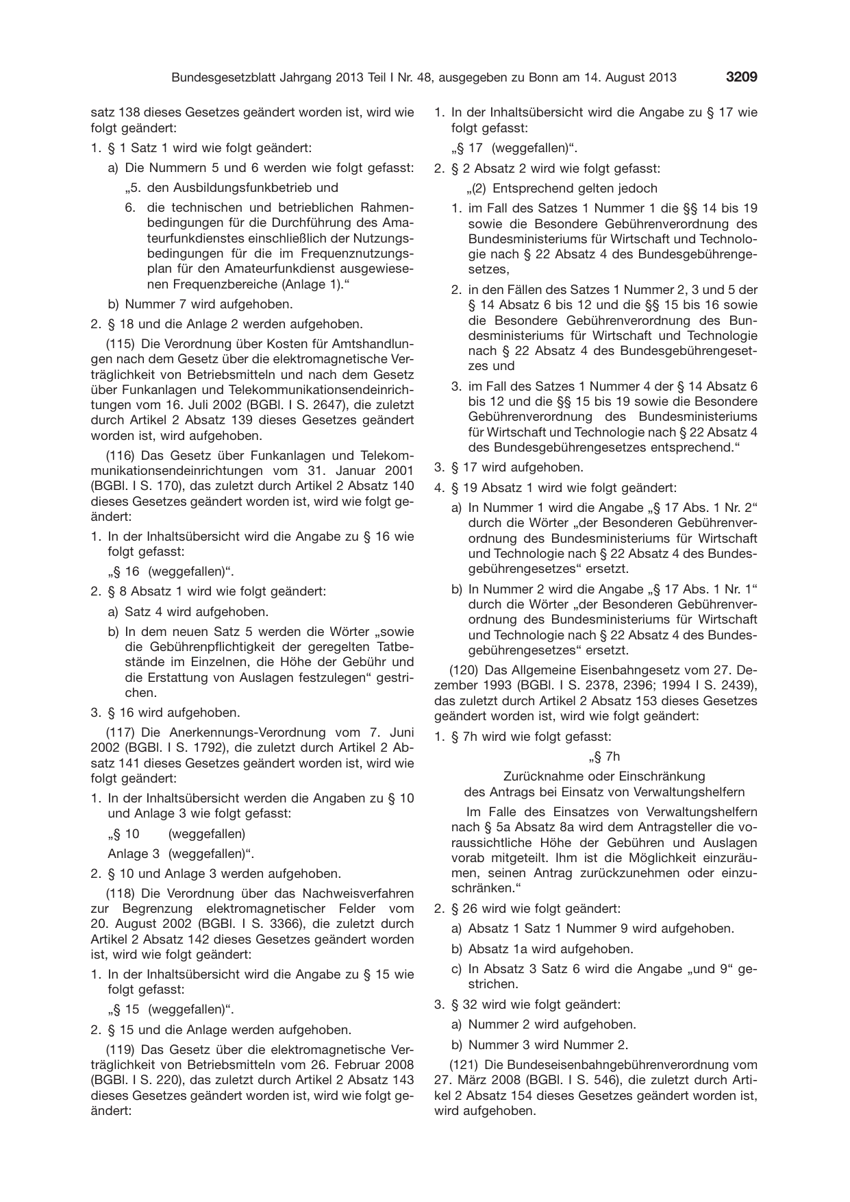 BGBl. 2013, Seite 3209 — Originalseite als Abbildung