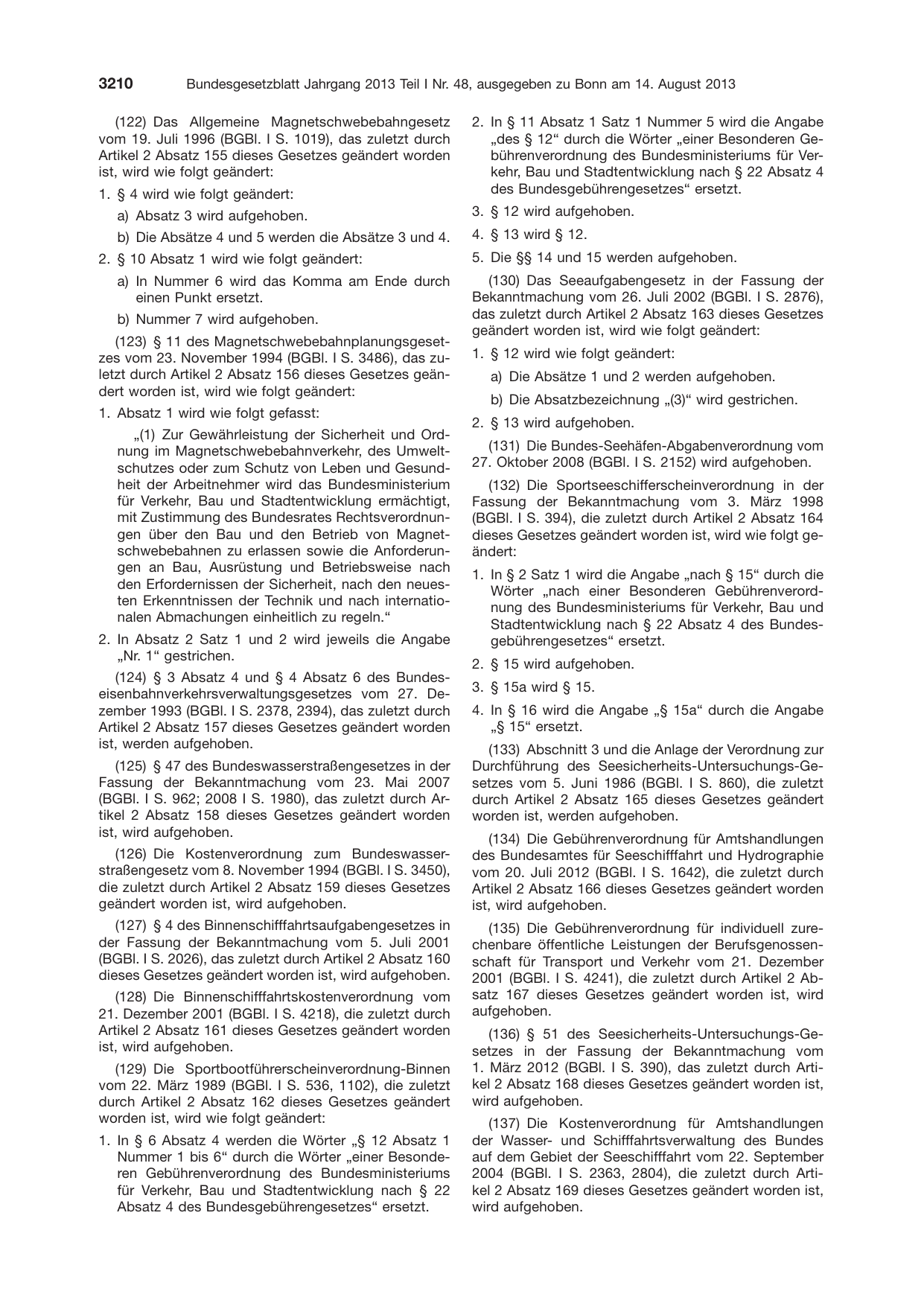 BGBl. 2013, Seite 3210 — Originalseite als Abbildung