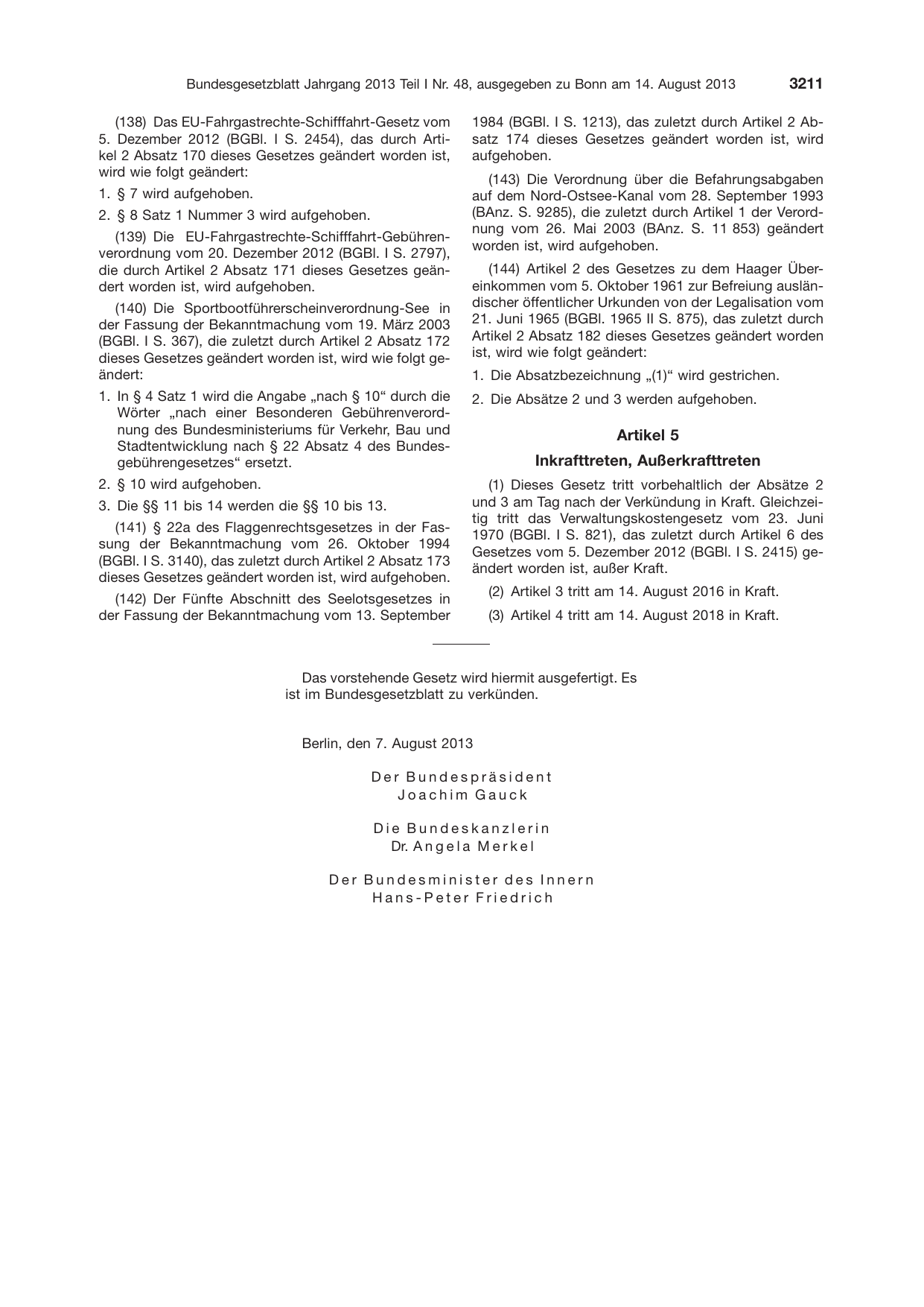 BGBl. 2013, Seite 3211 — Originalseite als Abbildung