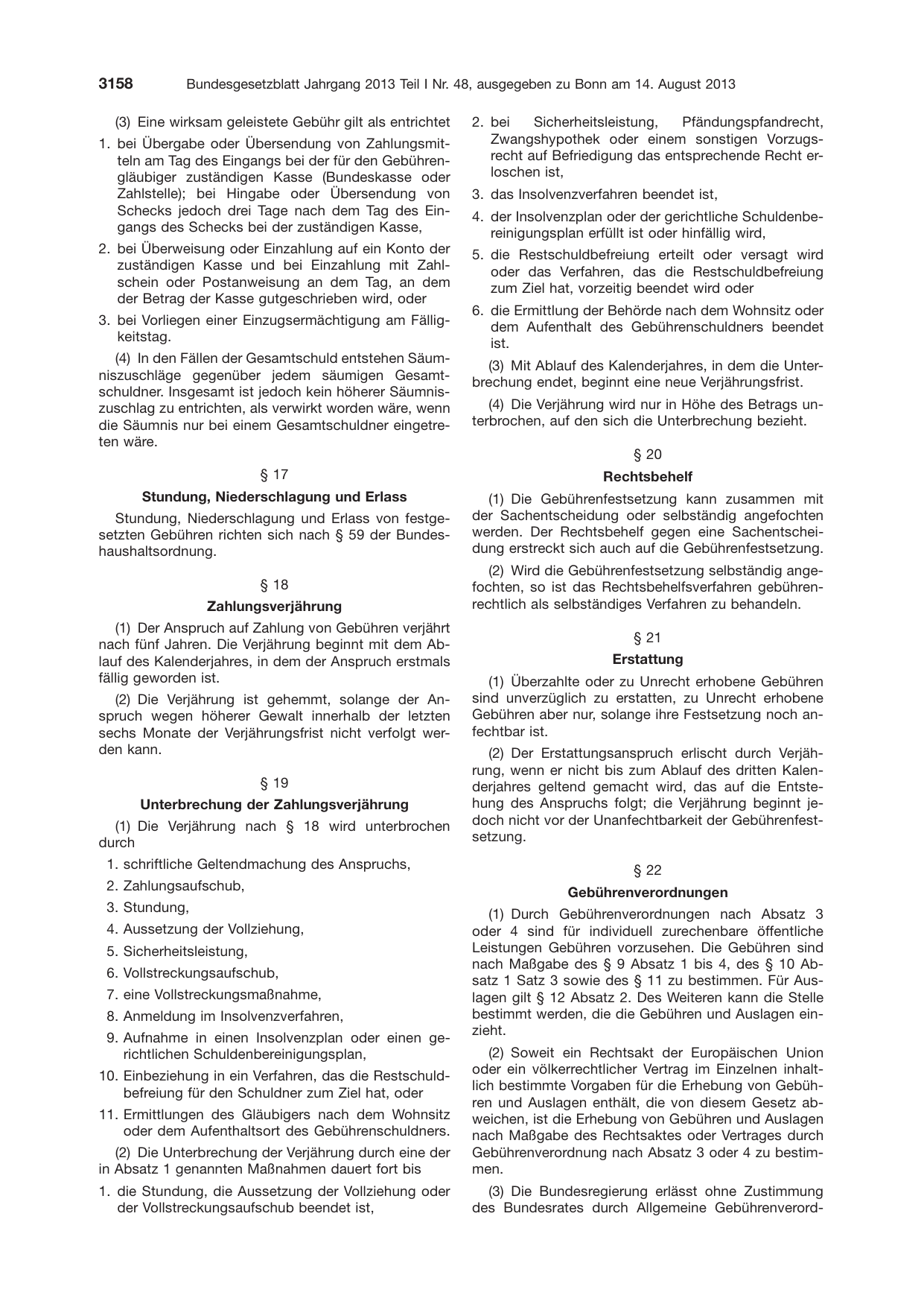 BGBl. 2013, Seite 3158 — Originalseite als Abbildung
