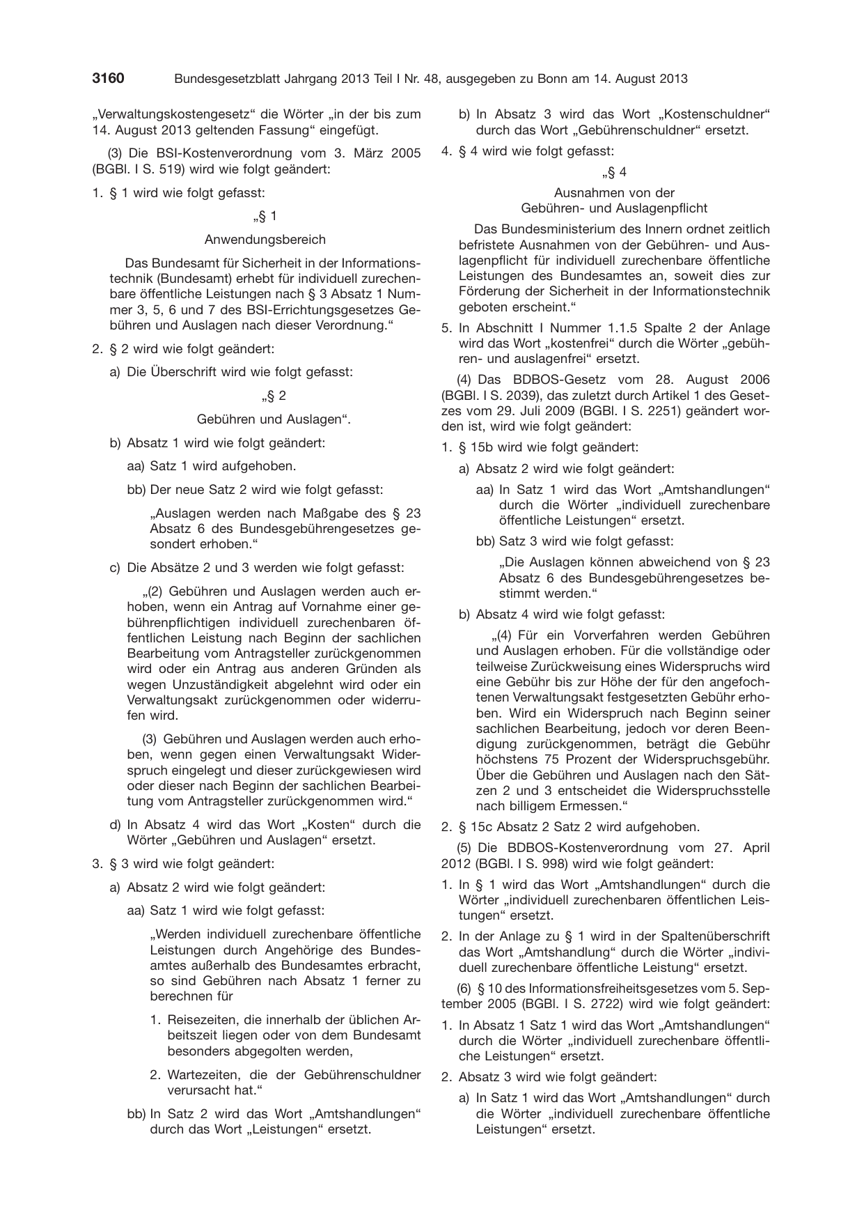 BGBl. 2013, Seite 3160 — Originalseite als Abbildung