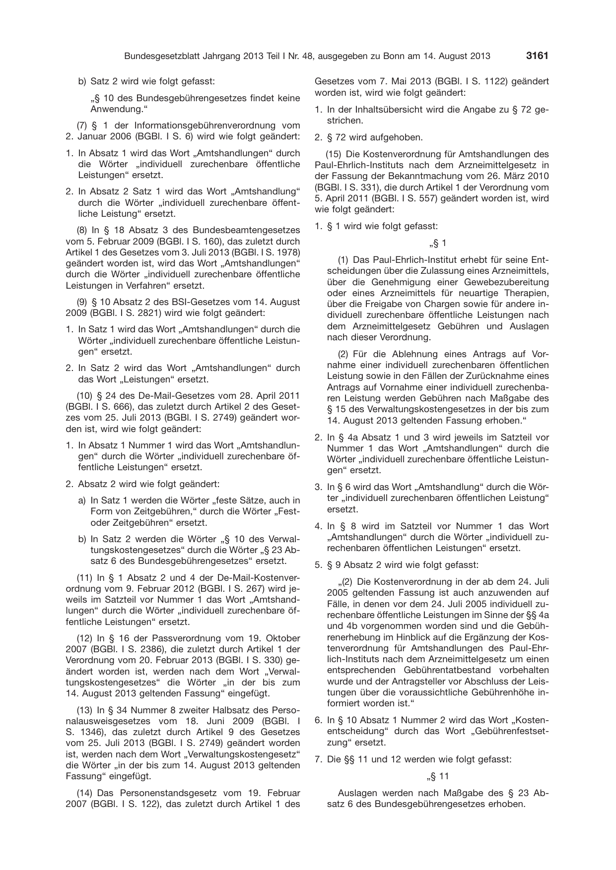BGBl. 2013, Seite 3161 — Originalseite als Abbildung