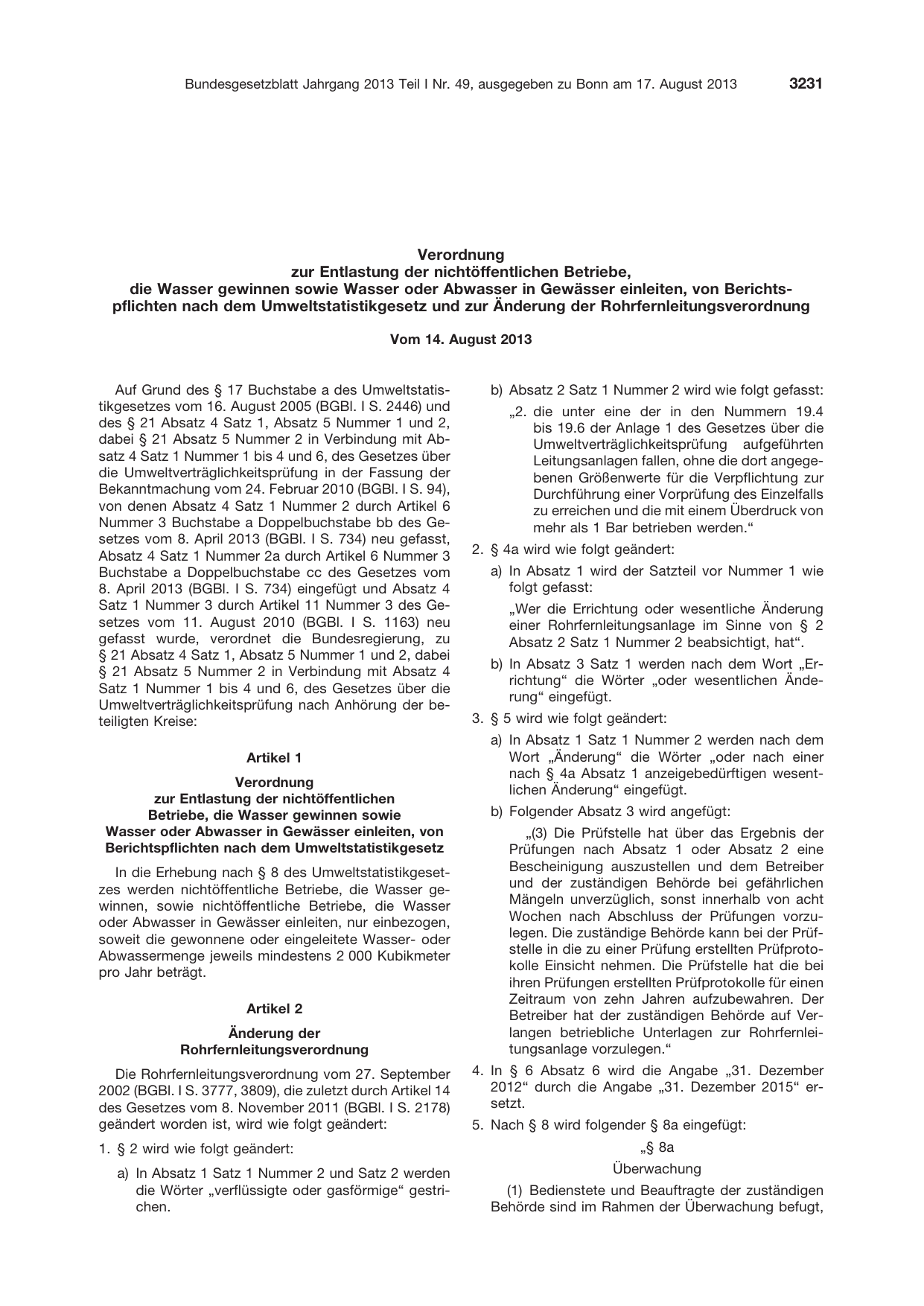 BGBl. 2013, Seite 3231 — Originalseite als Abbildung