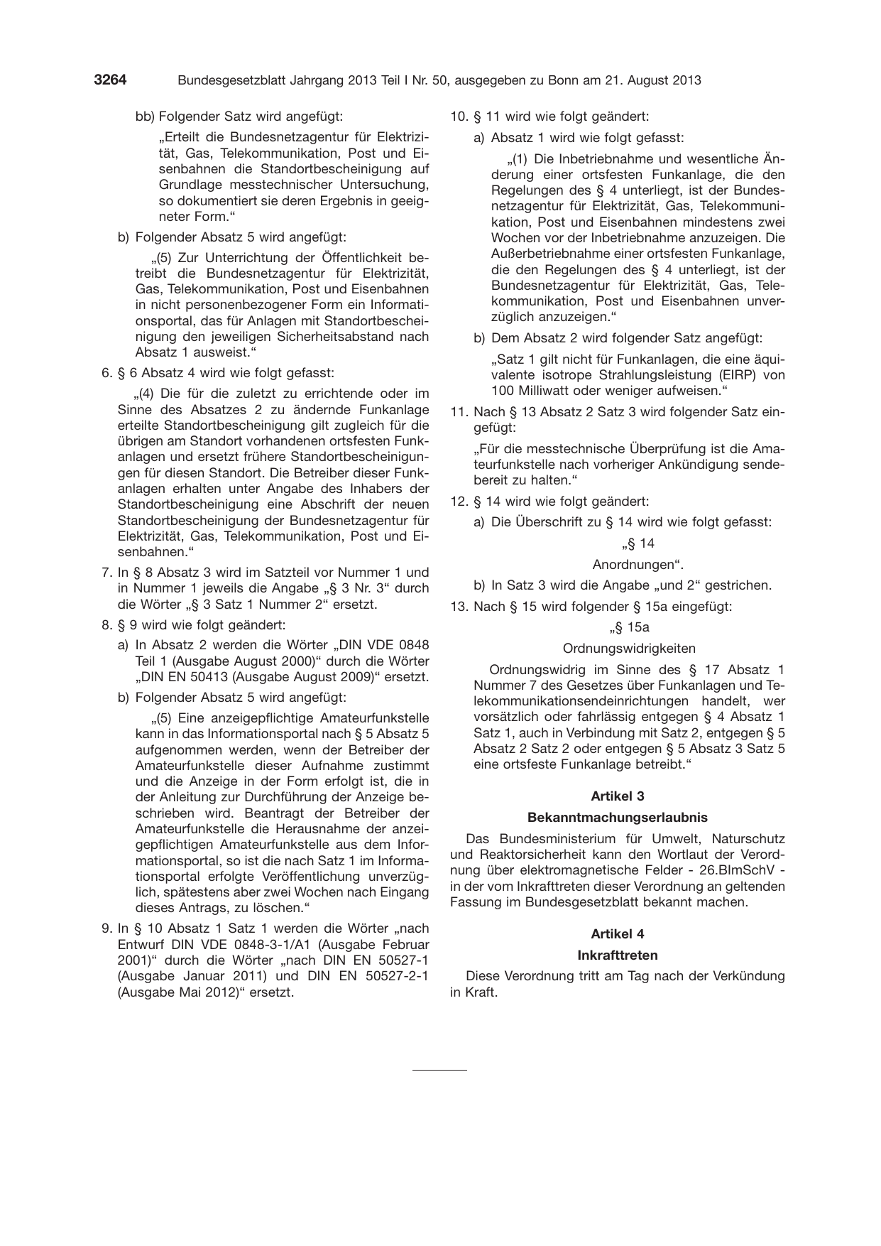 BGBl. 2013, Seite 3264 — Originalseite als Abbildung