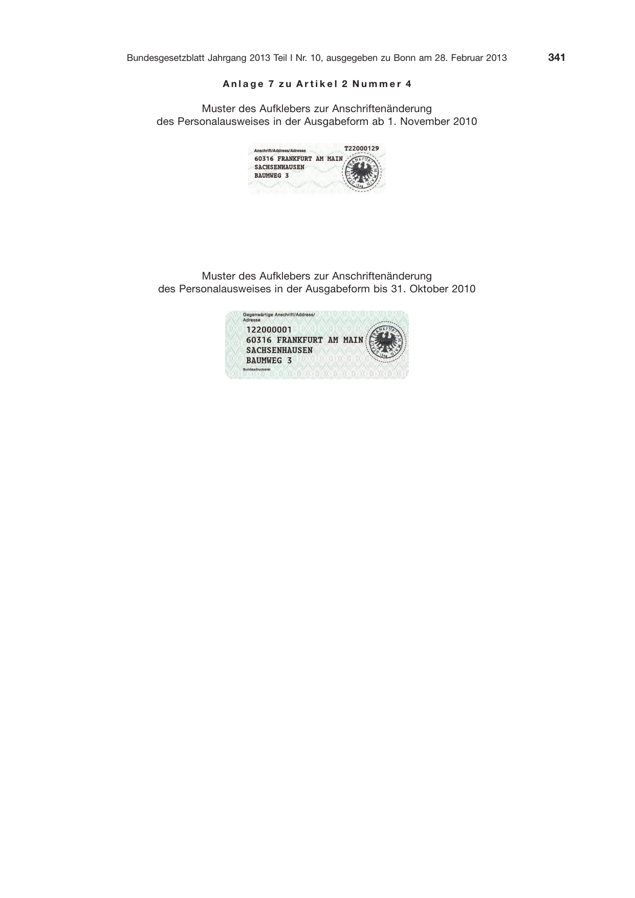 BGBl. 2013, Seite 341 — Originalseite als Abbildung