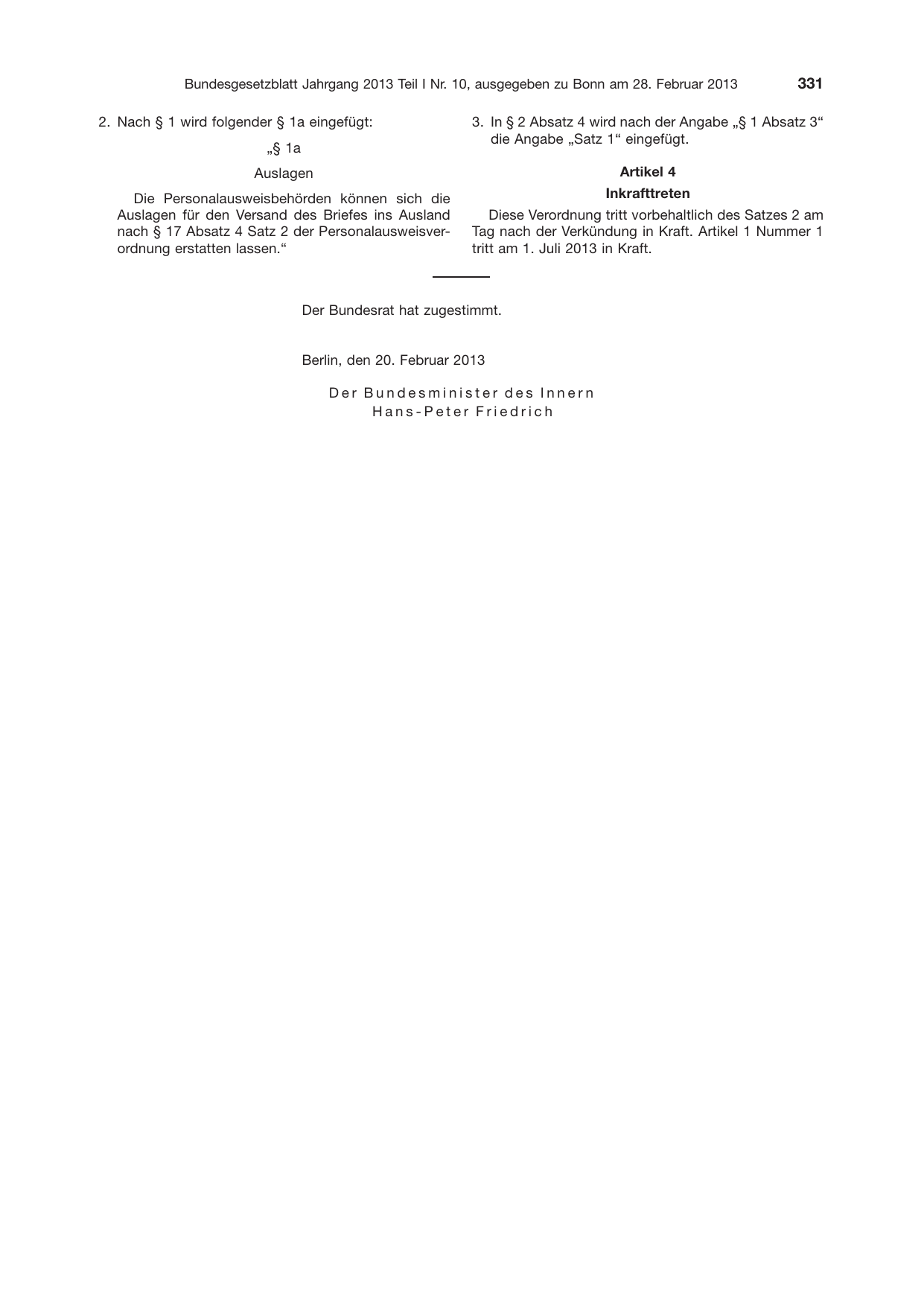 BGBl. 2013, Seite 331 — Originalseite als Abbildung