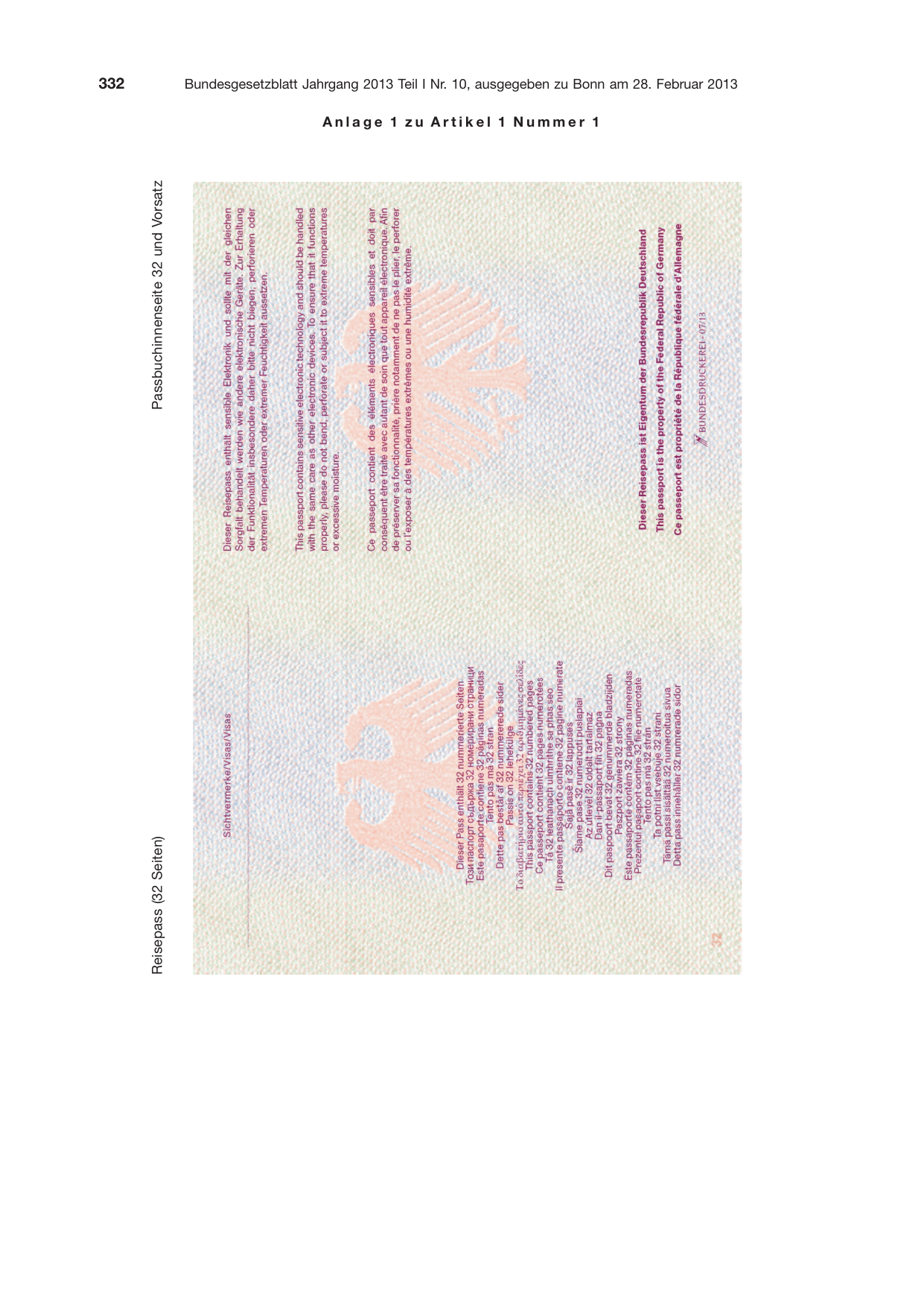 BGBl. 2013, Seite 332 — Originalseite als Abbildung