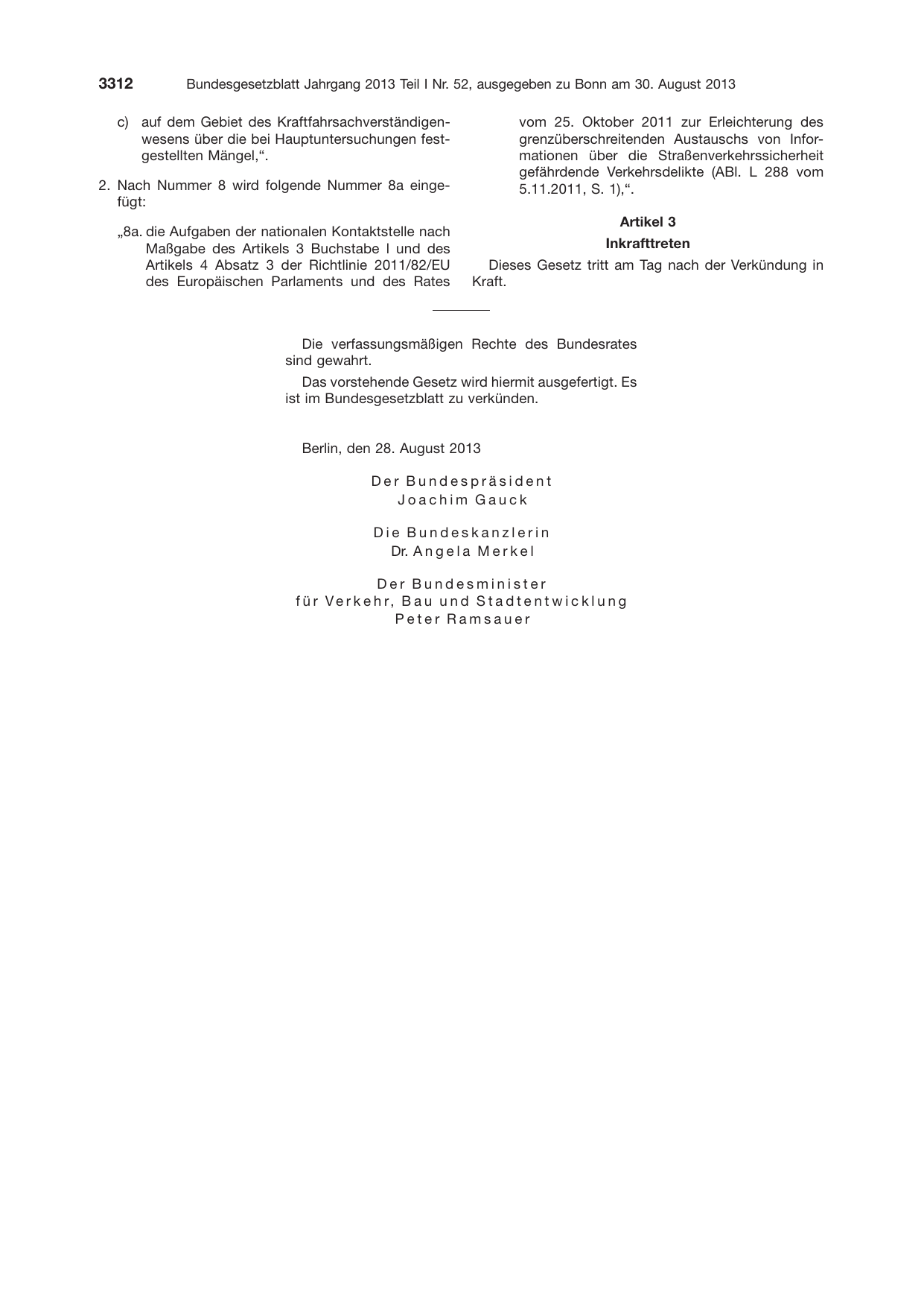 BGBl. 2013, Seite 3312 — Originalseite als Abbildung