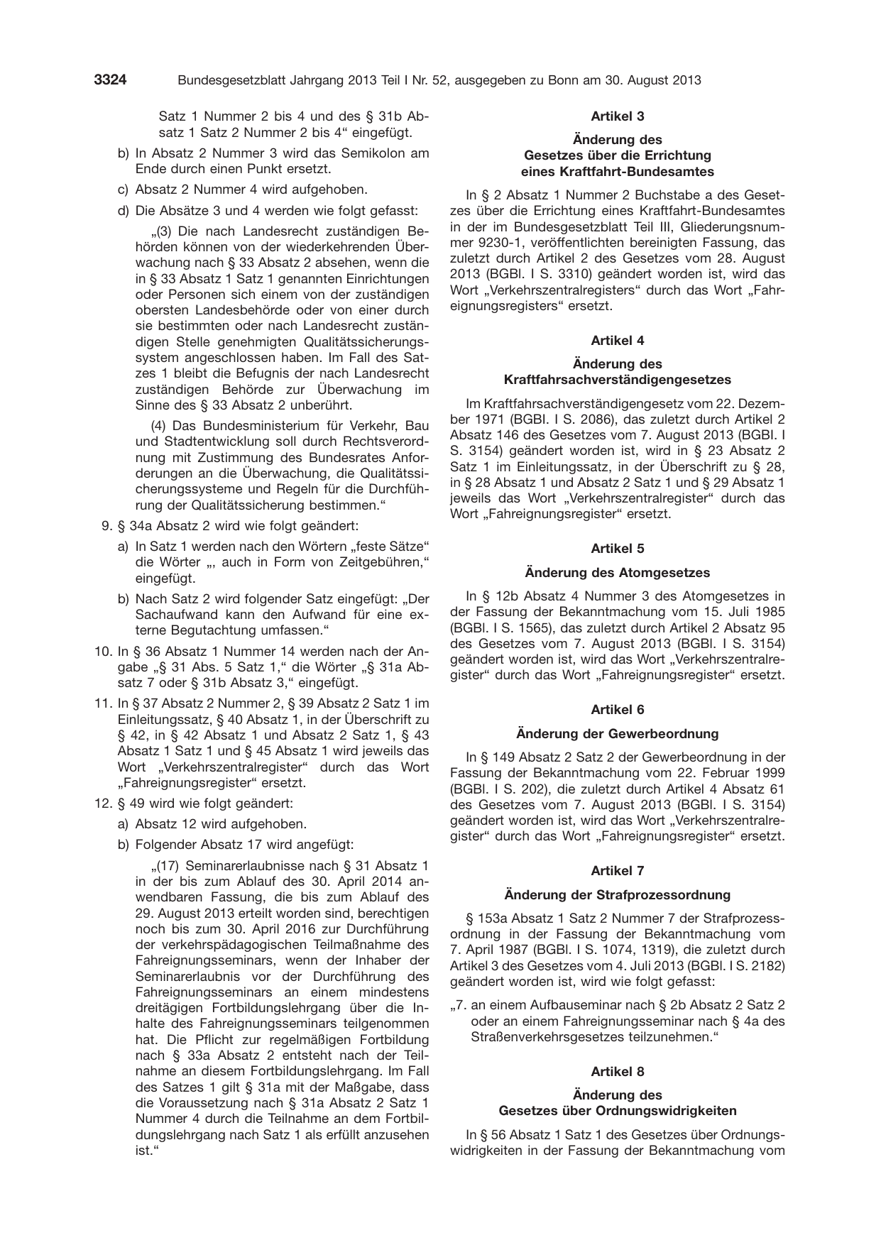 BGBl. 2013, Seite 3324 — Originalseite als Abbildung