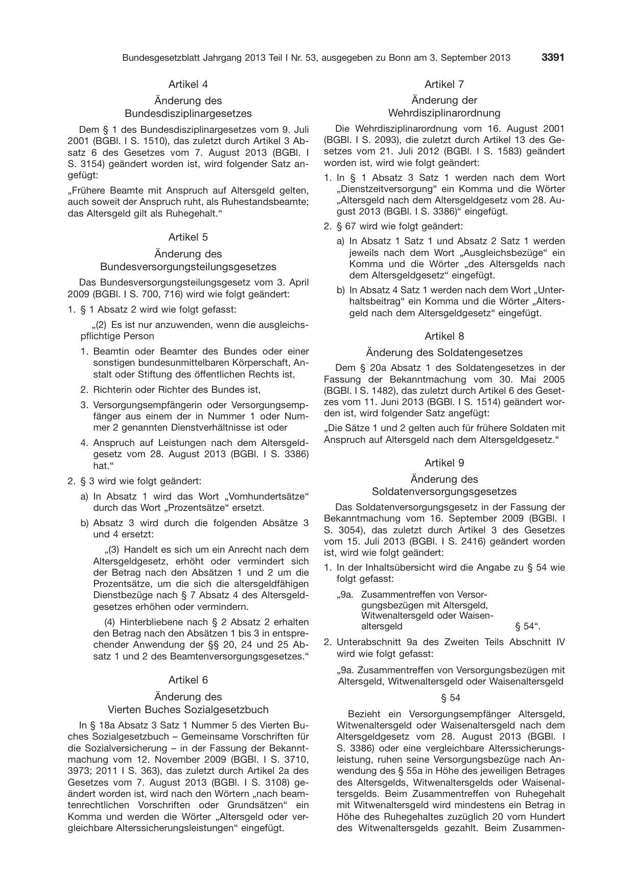 BGBl. 2013, Seite 3391 — Originalseite als Abbildung