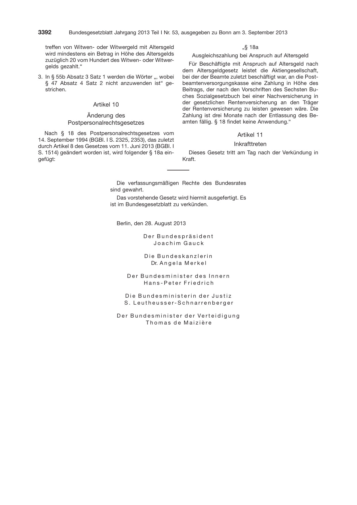 BGBl. 2013, Seite 3392 — Originalseite als Abbildung