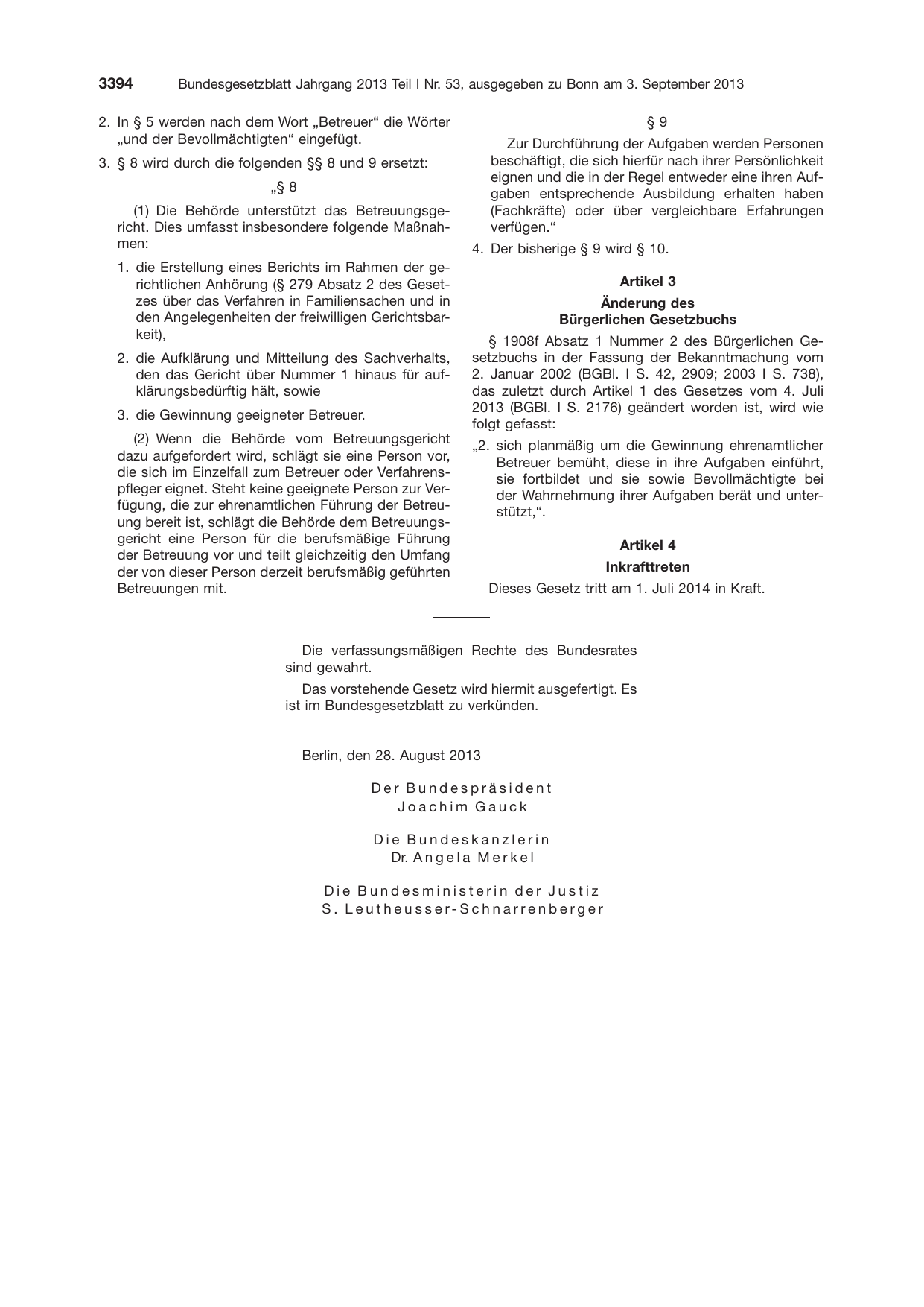BGBl. 2013, Seite 3394 — Originalseite als Abbildung