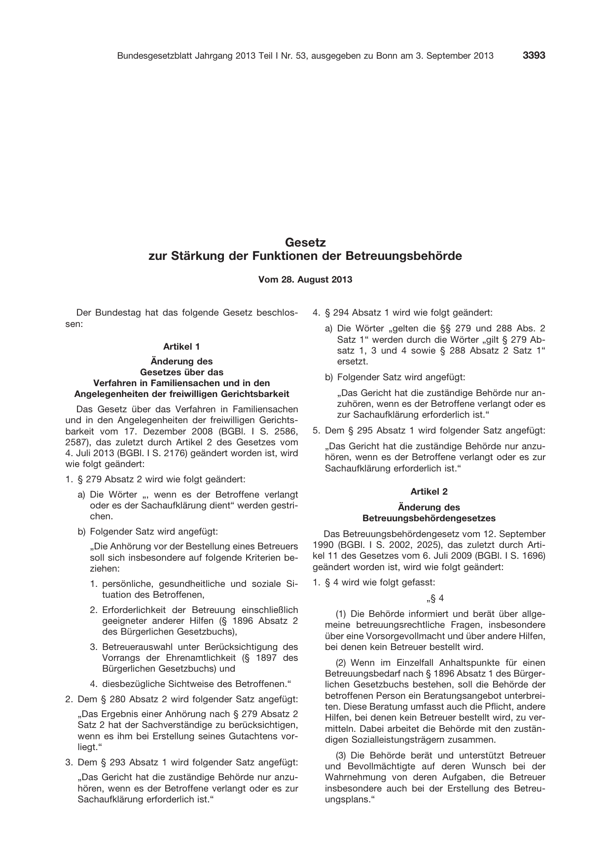 BGBl. 2013, Seite 3393 — Originalseite als Abbildung