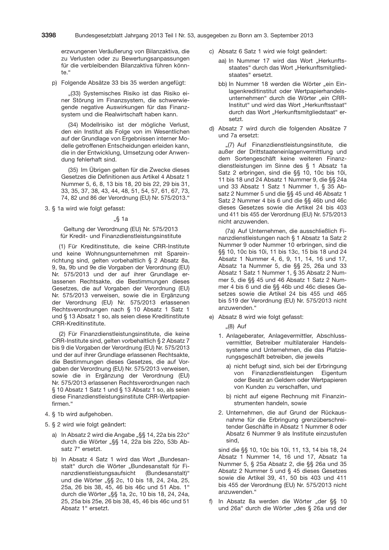 BGBl. 2013, Seite 3398 — Originalseite als Abbildung