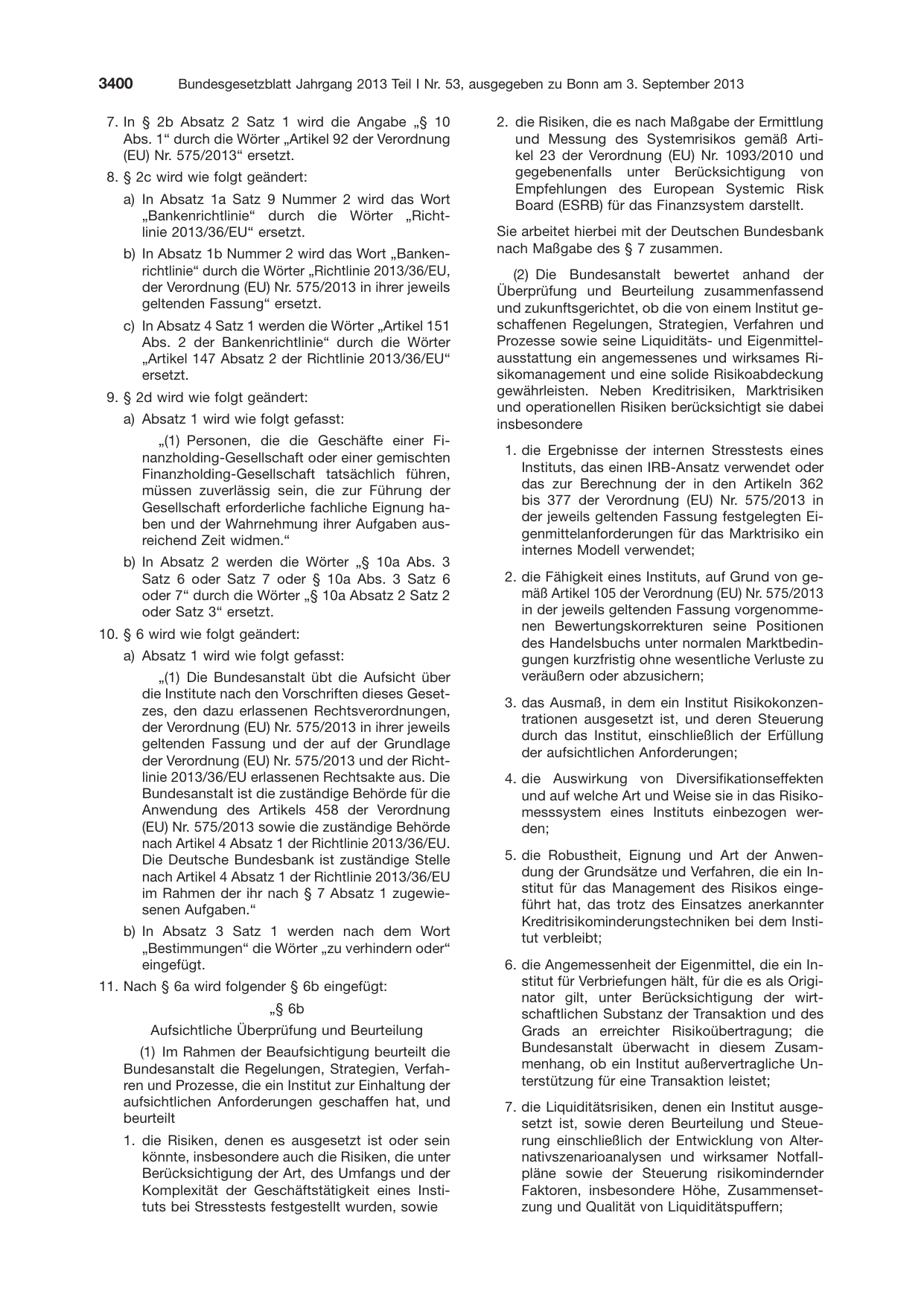 BGBl. 2013, Seite 3400 — Originalseite als Abbildung