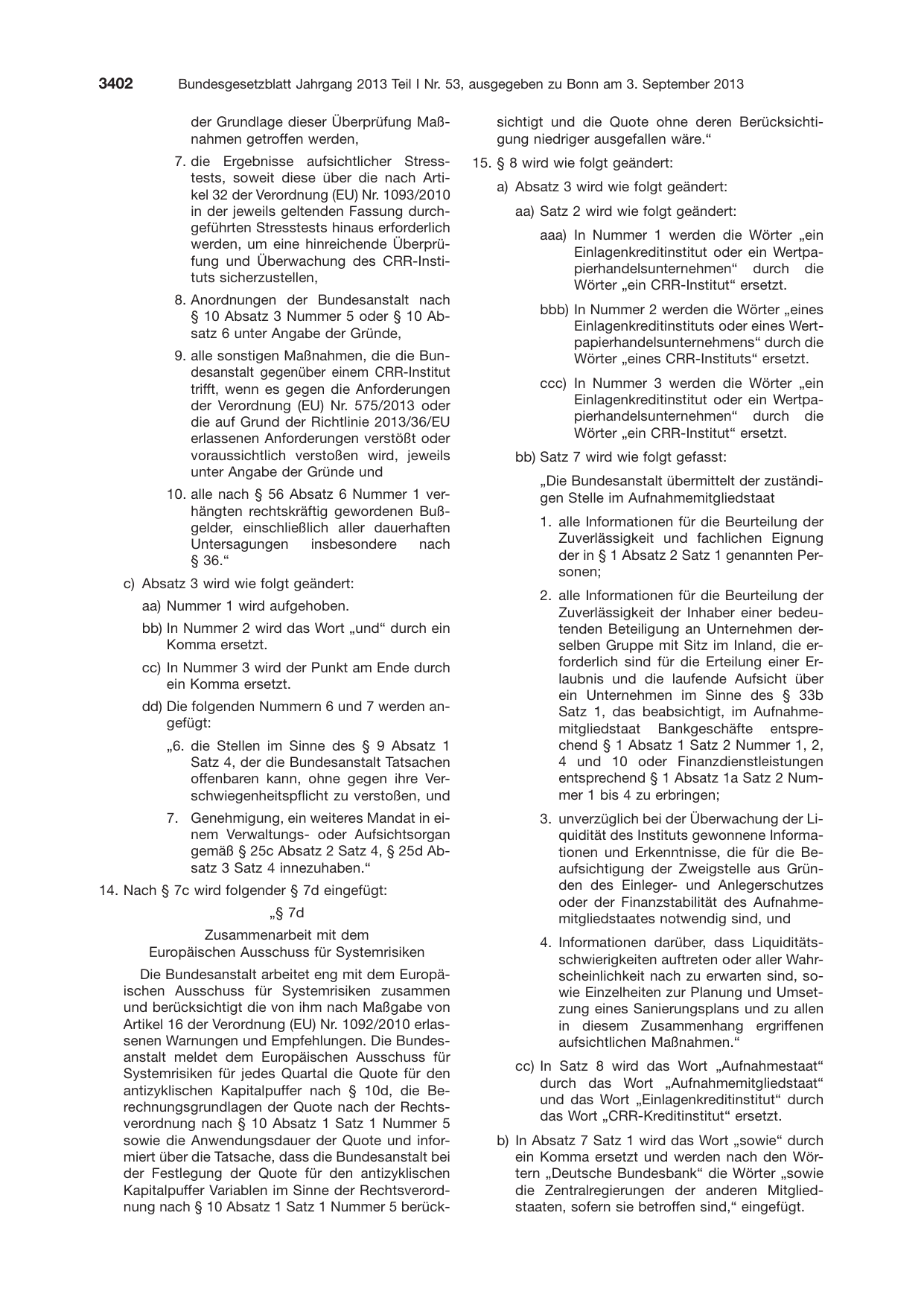 BGBl. 2013, Seite 3402 — Originalseite als Abbildung