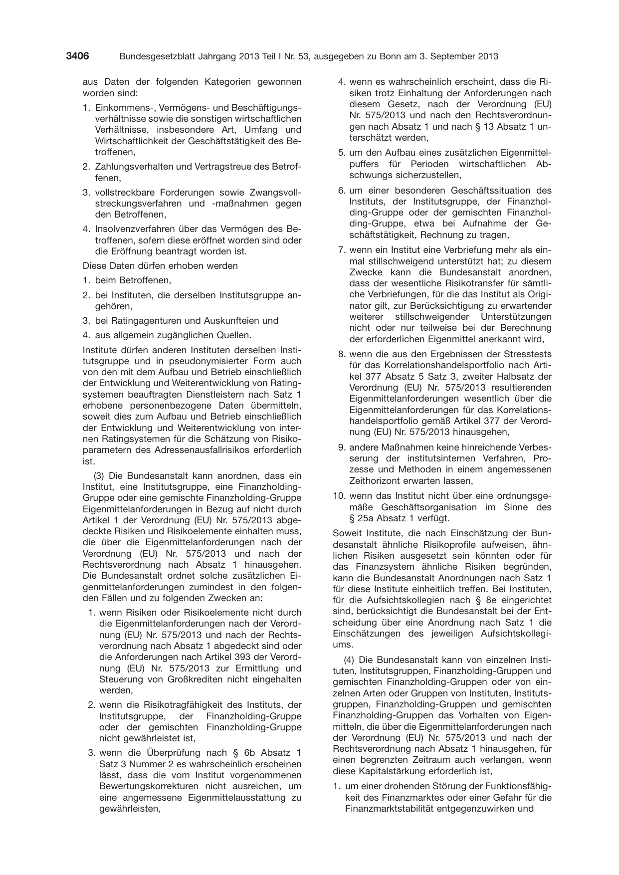 BGBl. 2013, Seite 3406 — Originalseite als Abbildung