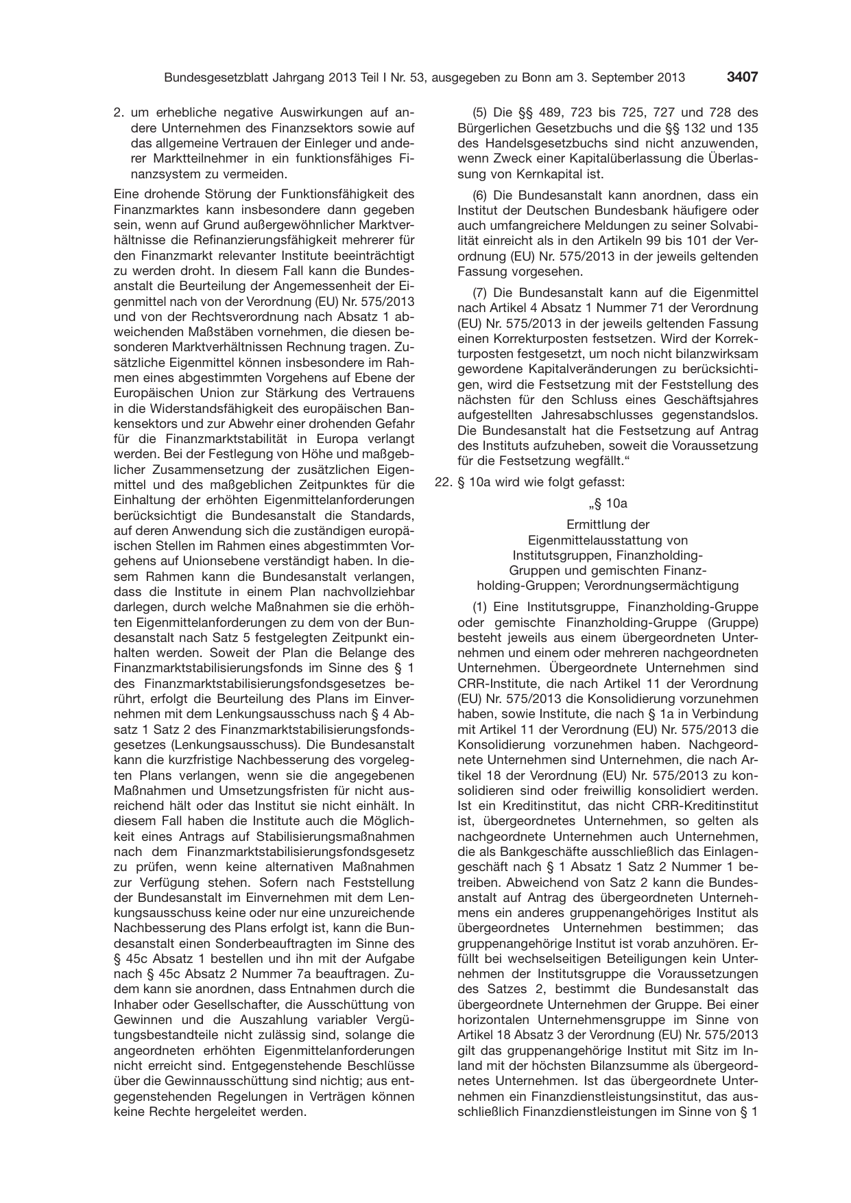 BGBl. 2013, Seite 3407 — Originalseite als Abbildung
