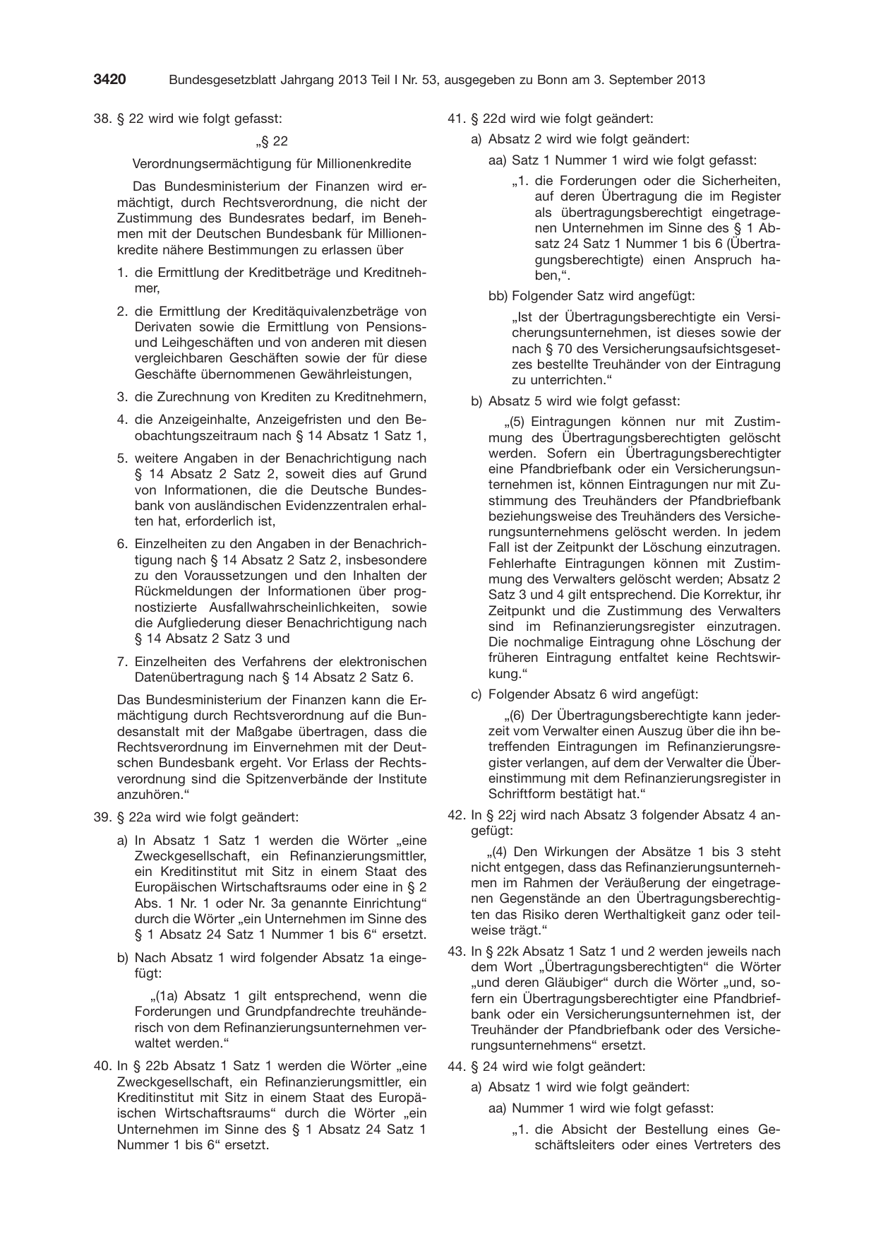 BGBl. 2013, Seite 3420 — Originalseite als Abbildung