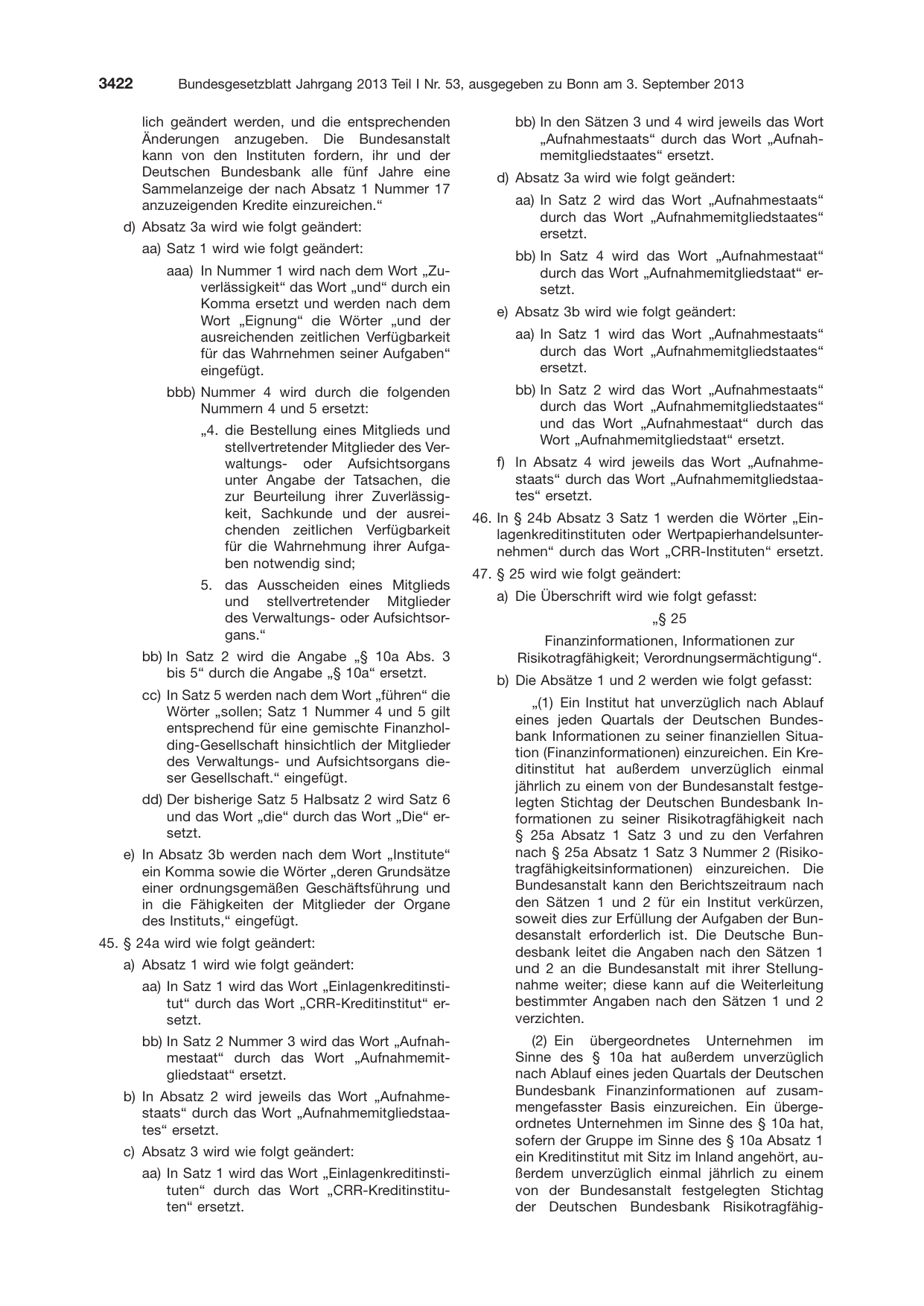 BGBl. 2013, Seite 3422 — Originalseite als Abbildung