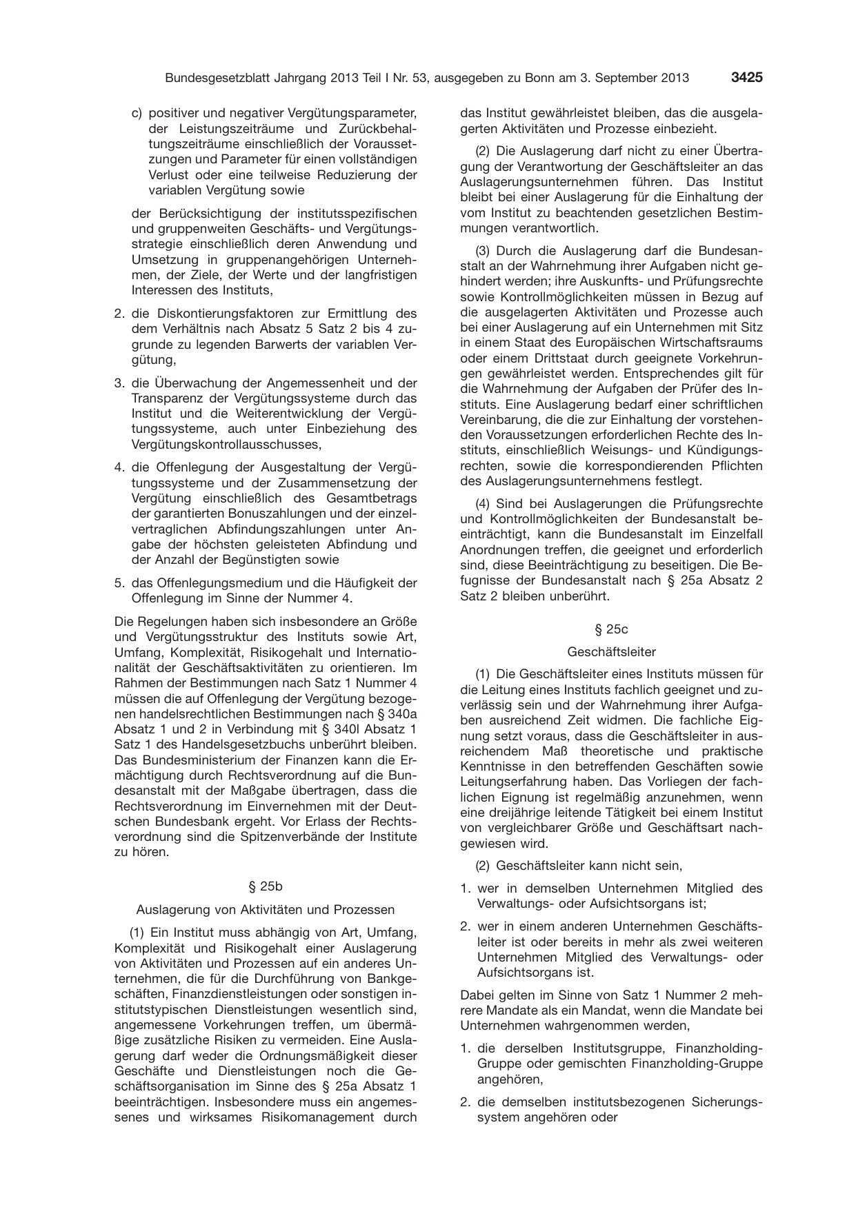 BGBl. 2013, Seite 3425 — Originalseite als Abbildung