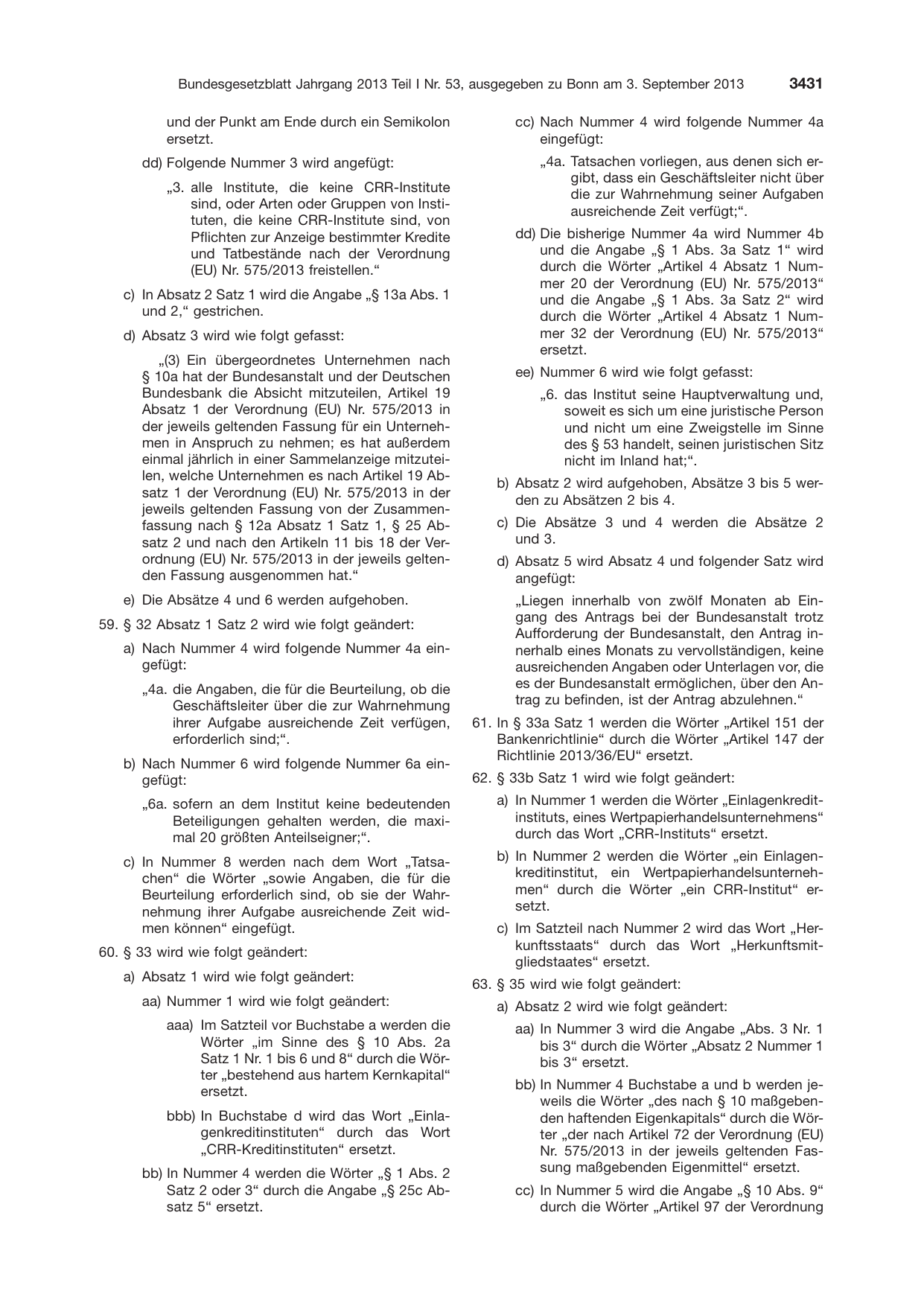 BGBl. 2013, Seite 3431 — Originalseite als Abbildung