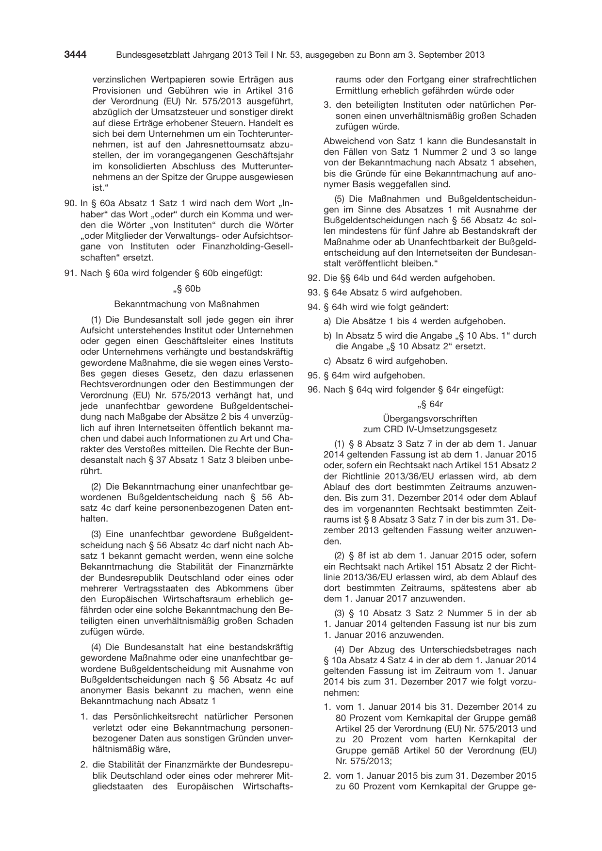 BGBl. 2013, Seite 3444 — Originalseite als Abbildung
