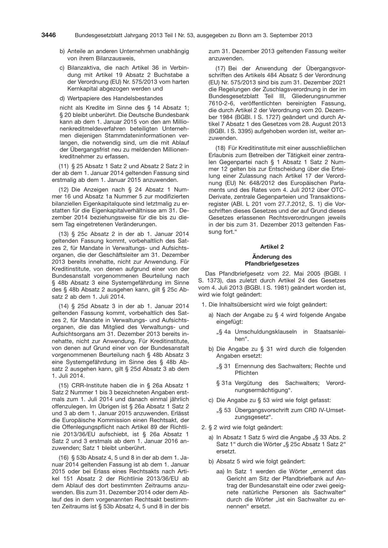 BGBl. 2013, Seite 3446 — Originalseite als Abbildung