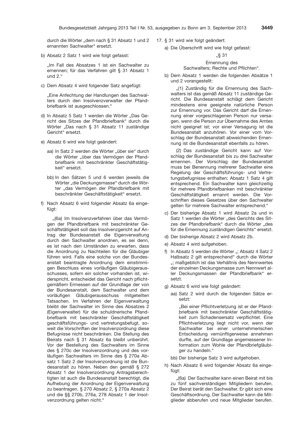 BGBl. 2013, Seite 3449 — Originalseite als Abbildung