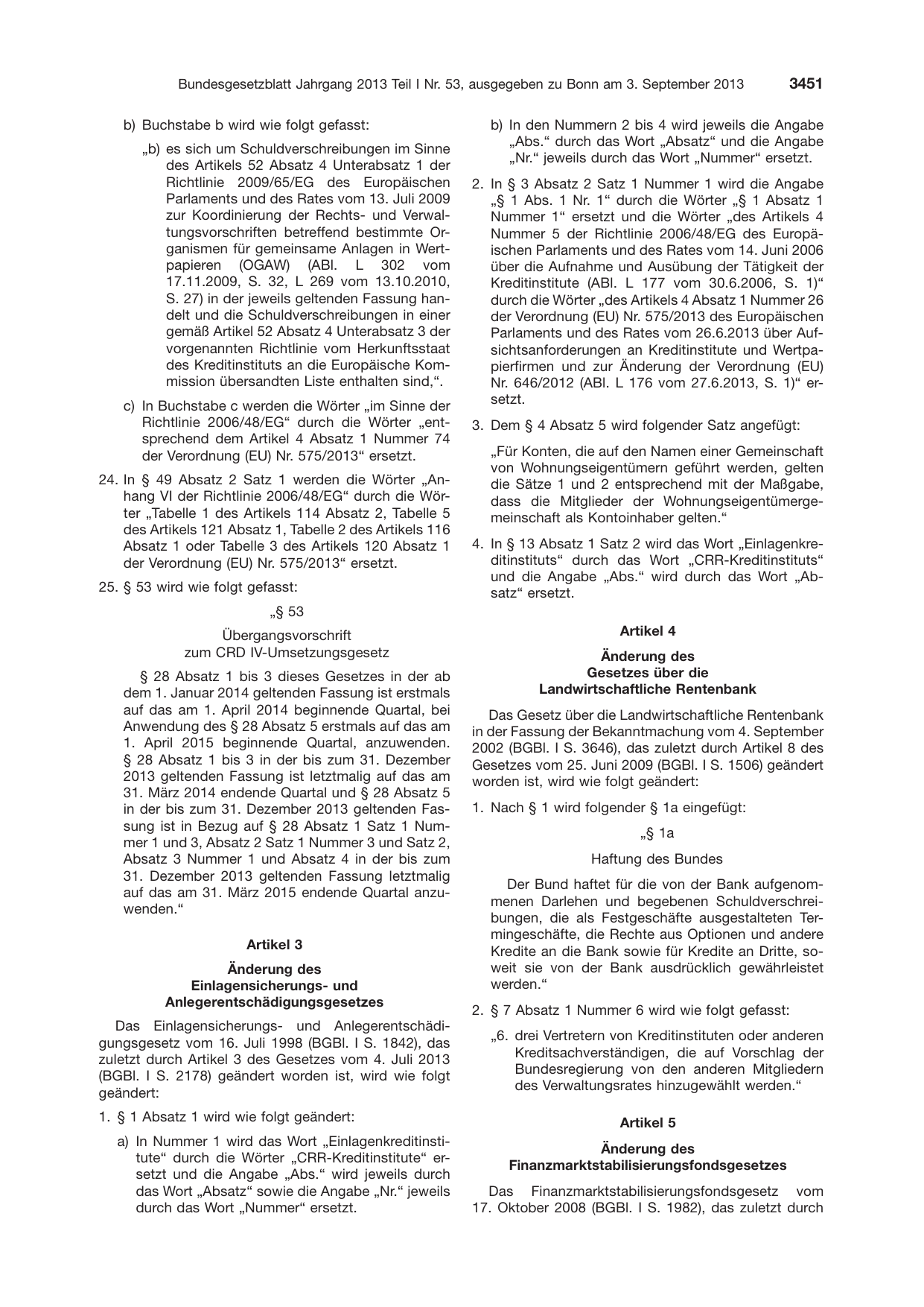 BGBl. 2013, Seite 3451 — Originalseite als Abbildung