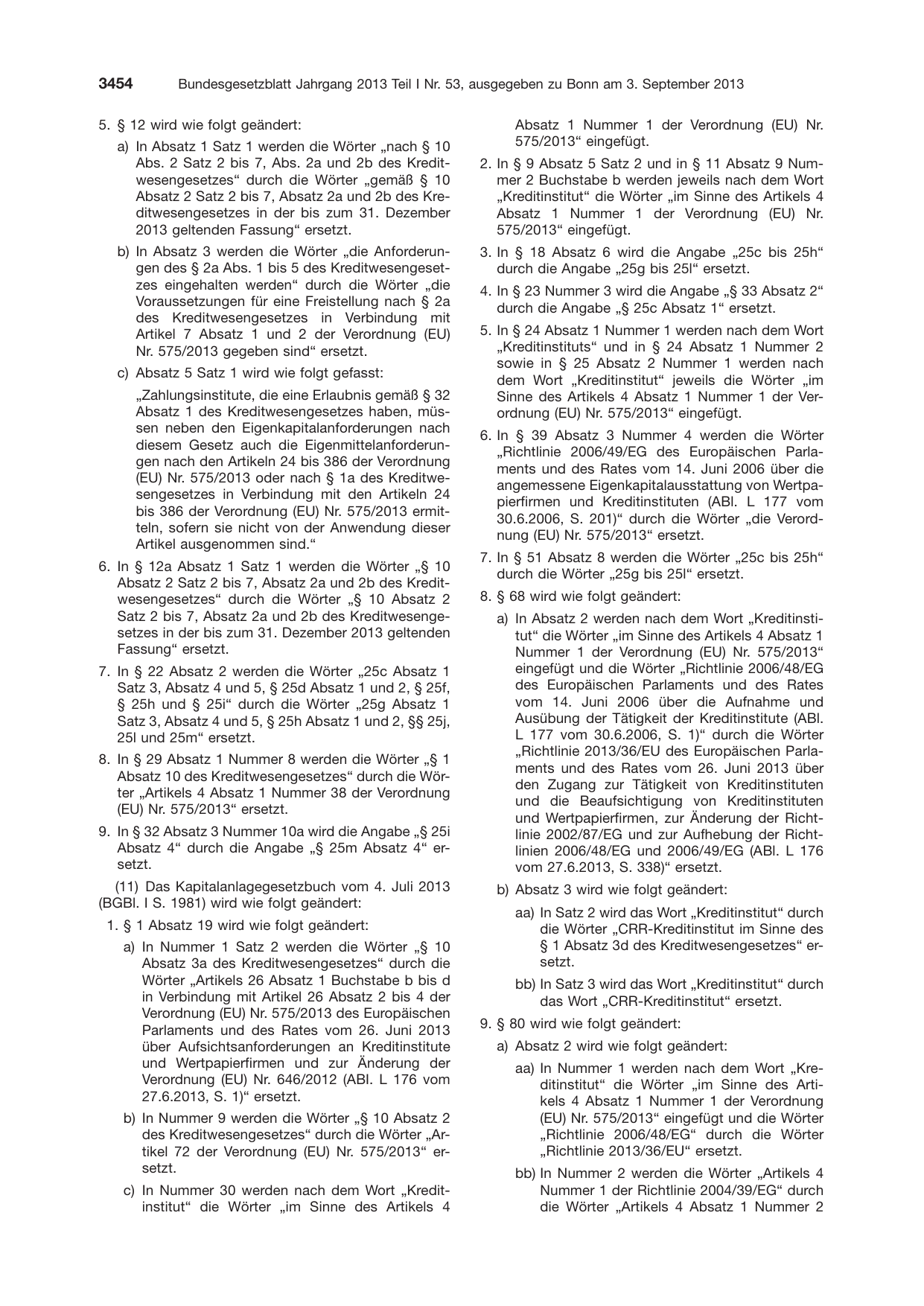 BGBl. 2013, Seite 3454 — Originalseite als Abbildung