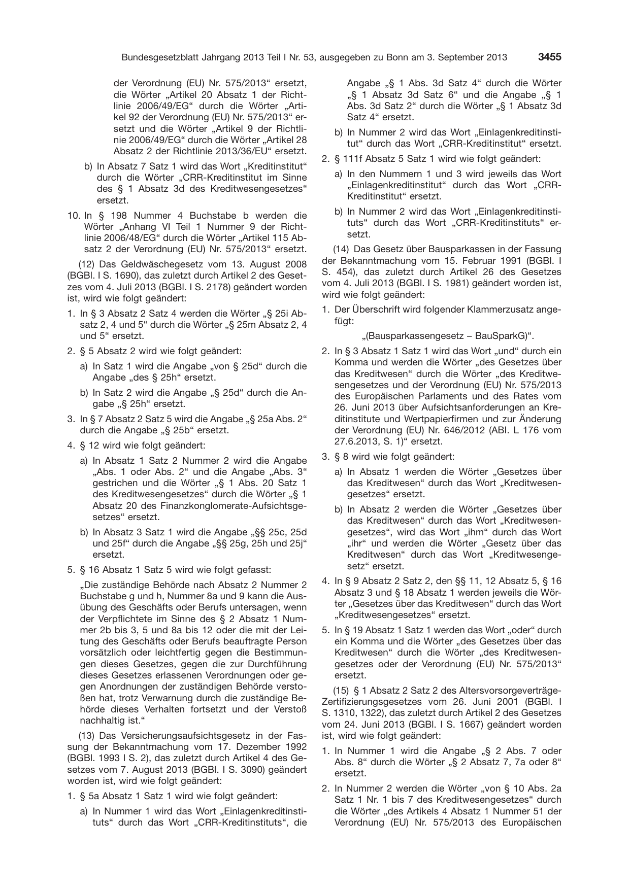 BGBl. 2013, Seite 3455 — Originalseite als Abbildung