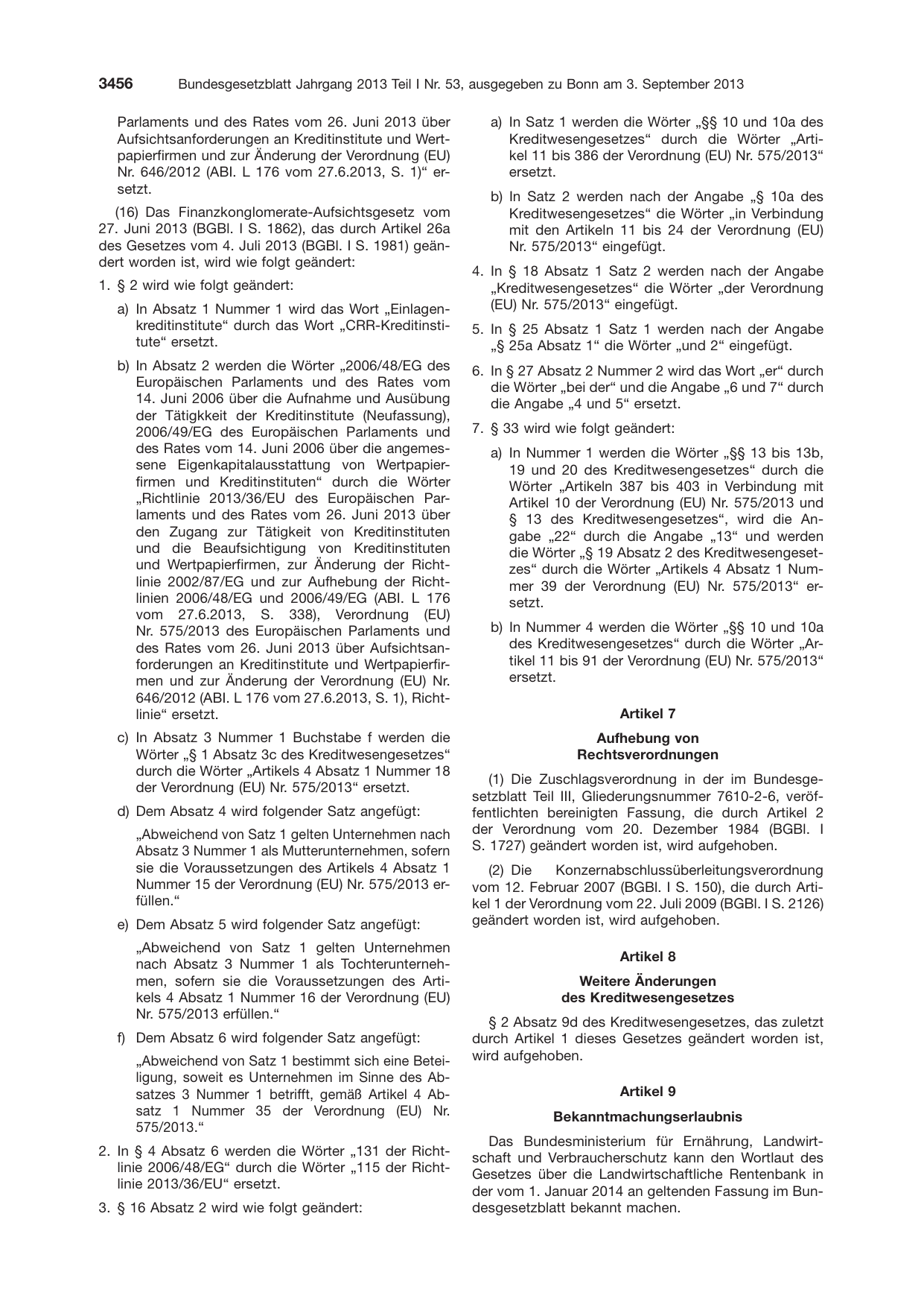 BGBl. 2013, Seite 3456 — Originalseite als Abbildung