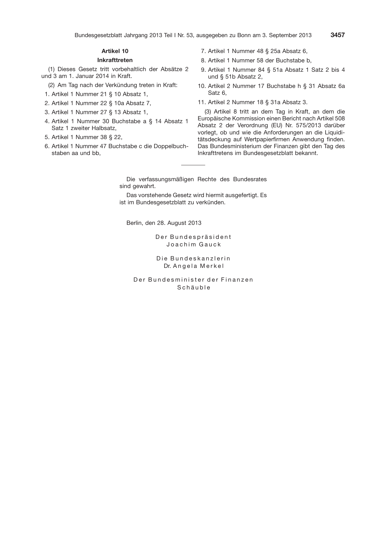 BGBl. 2013, Seite 3457 — Originalseite als Abbildung