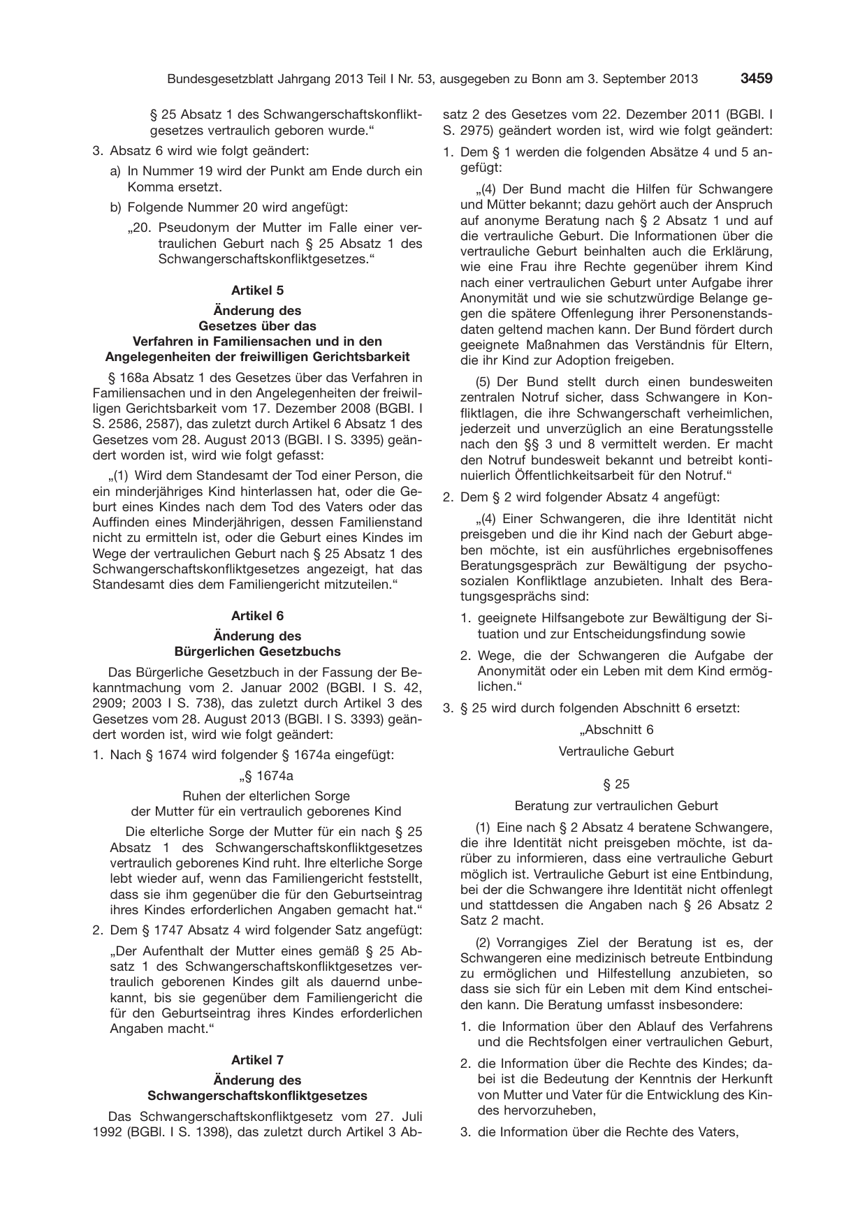 BGBl. 2013, Seite 3459 — Originalseite als Abbildung