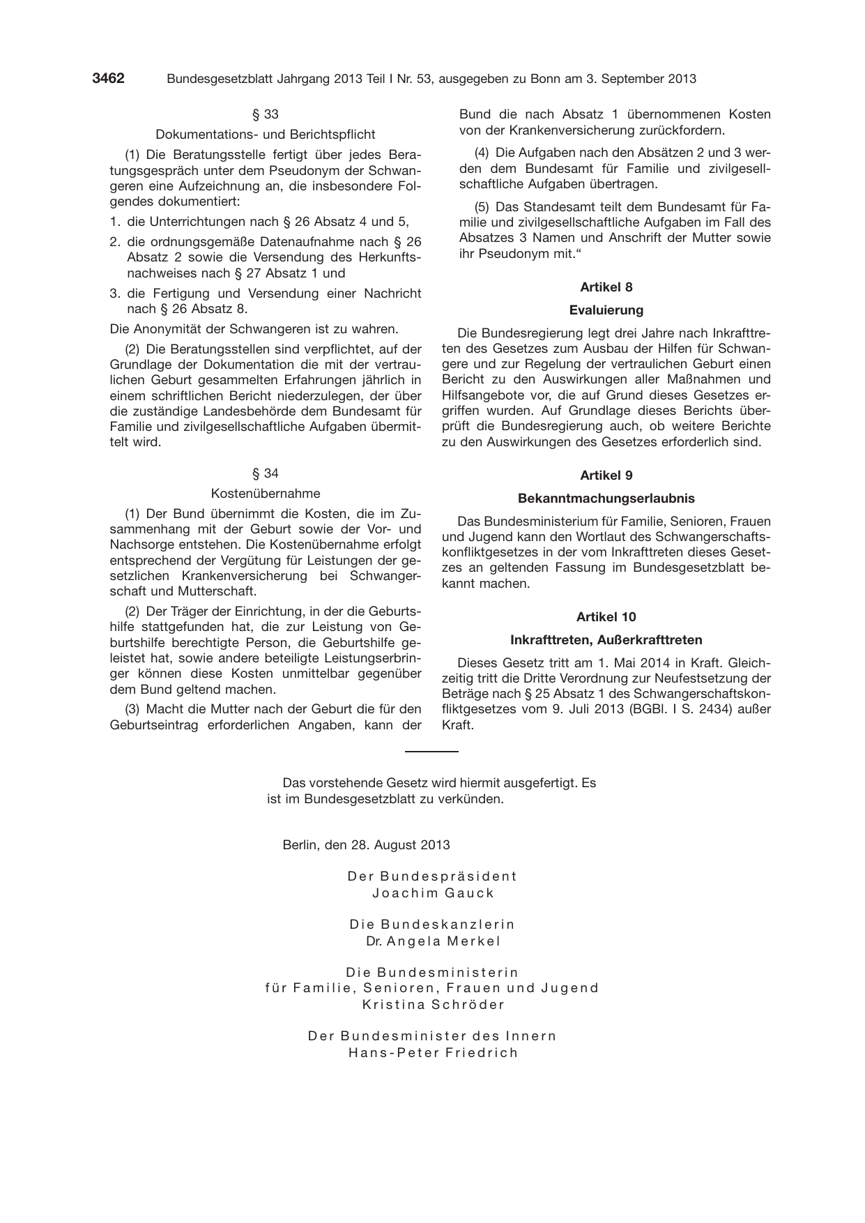 BGBl. 2013, Seite 3462 — Originalseite als Abbildung