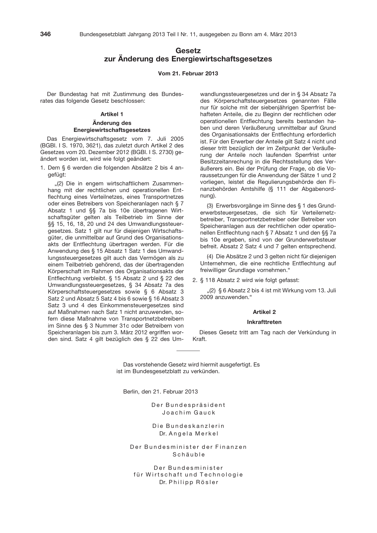 BGBl. 2013, Seite 346 — Originalseite als Abbildung