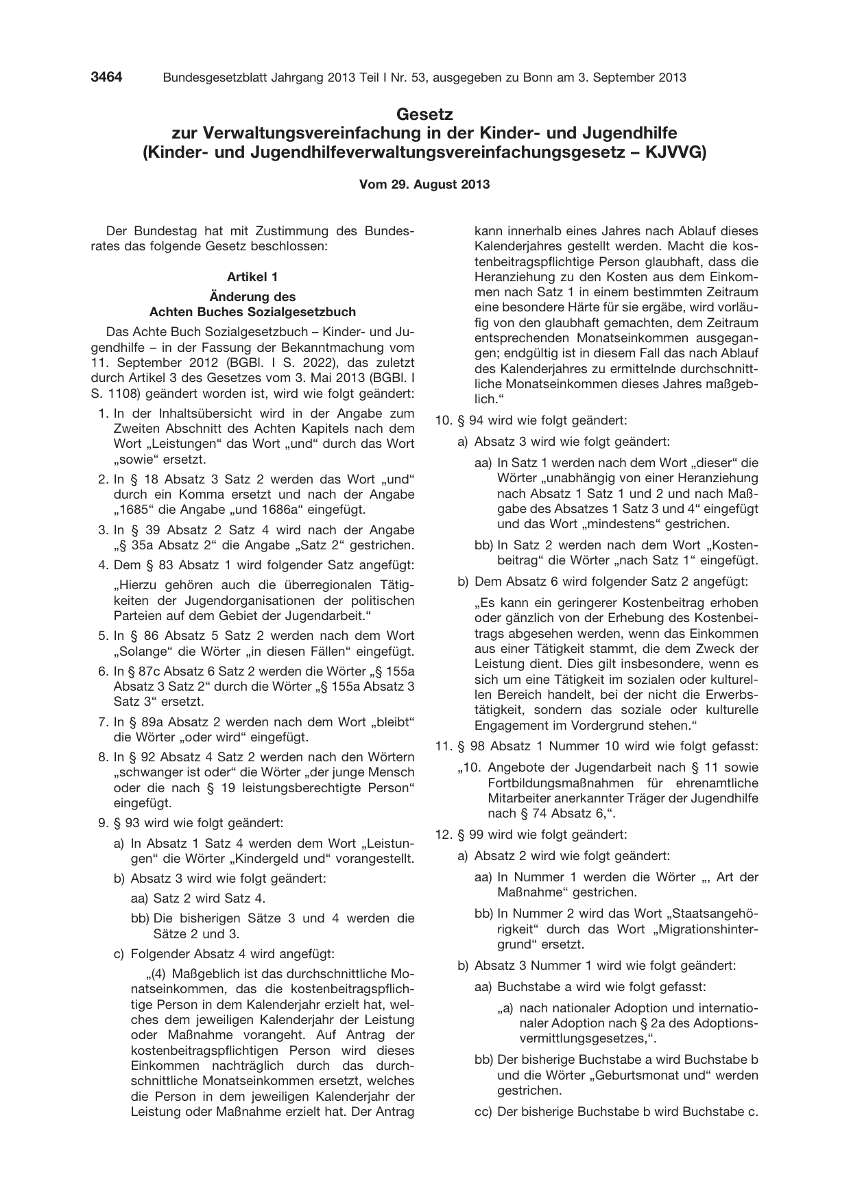 BGBl. 2013, Seite 3464 — Originalseite als Abbildung