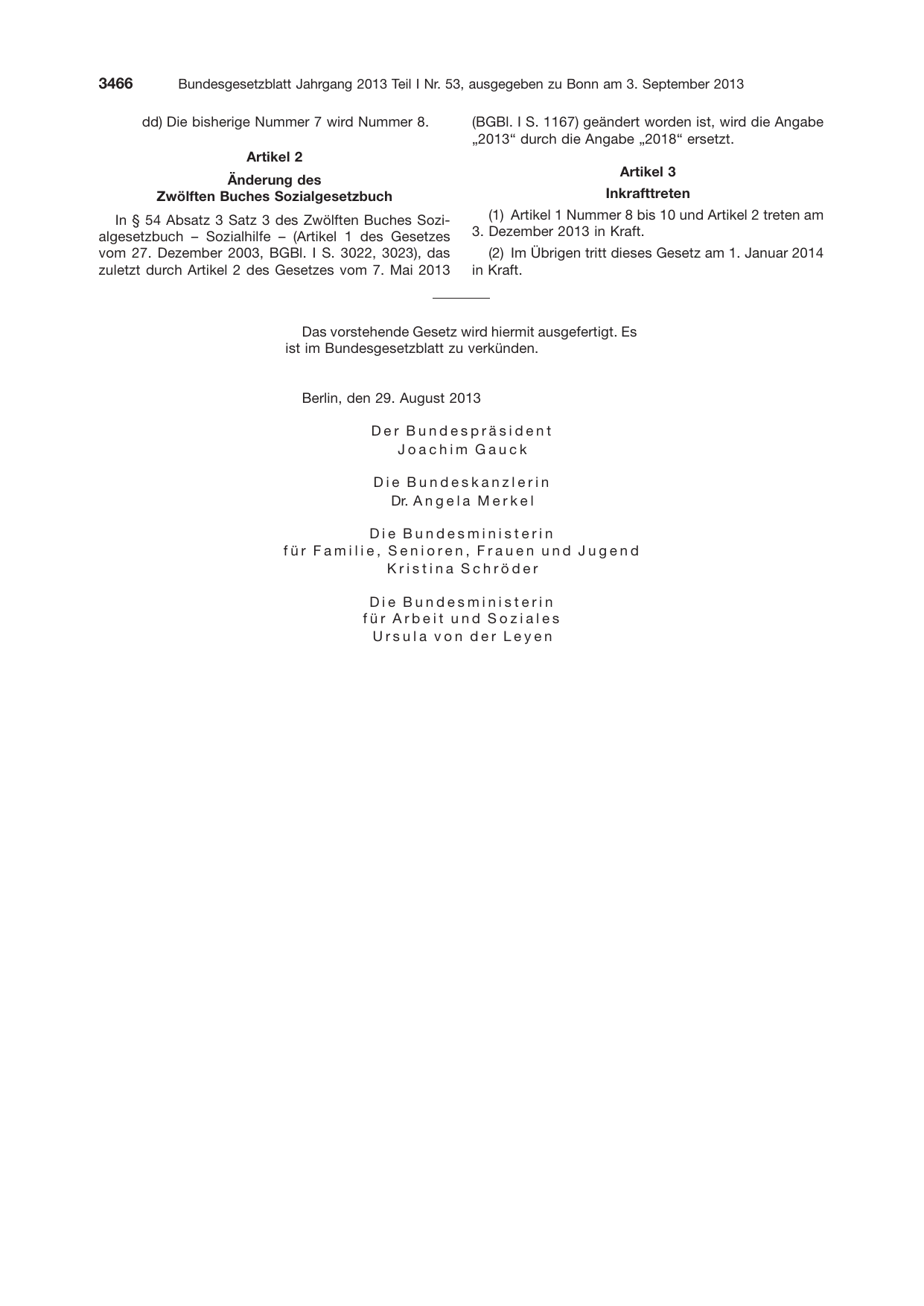 BGBl. 2013, Seite 3466 — Originalseite als Abbildung