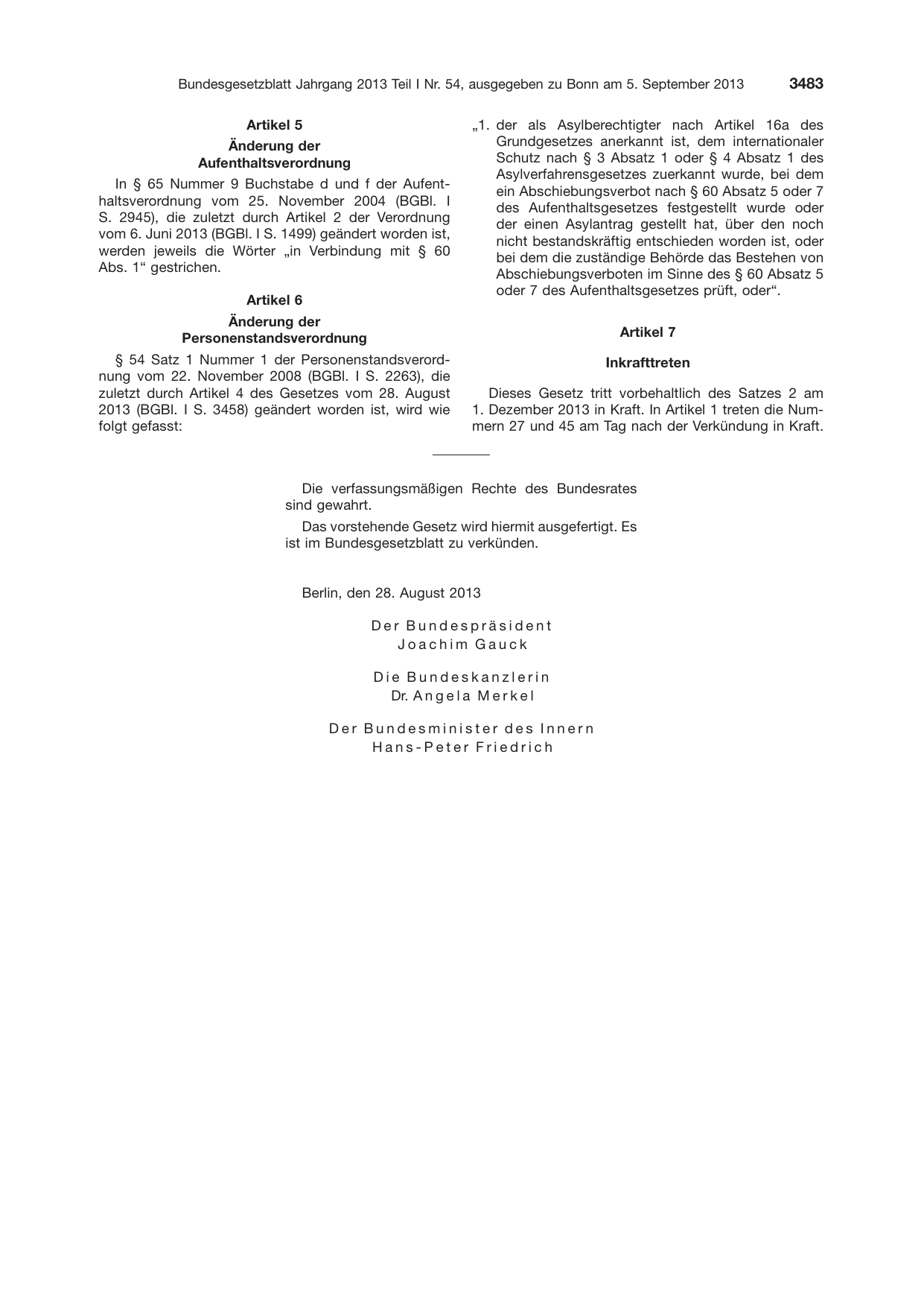 BGBl. 2013, Seite 3483 — Originalseite als Abbildung