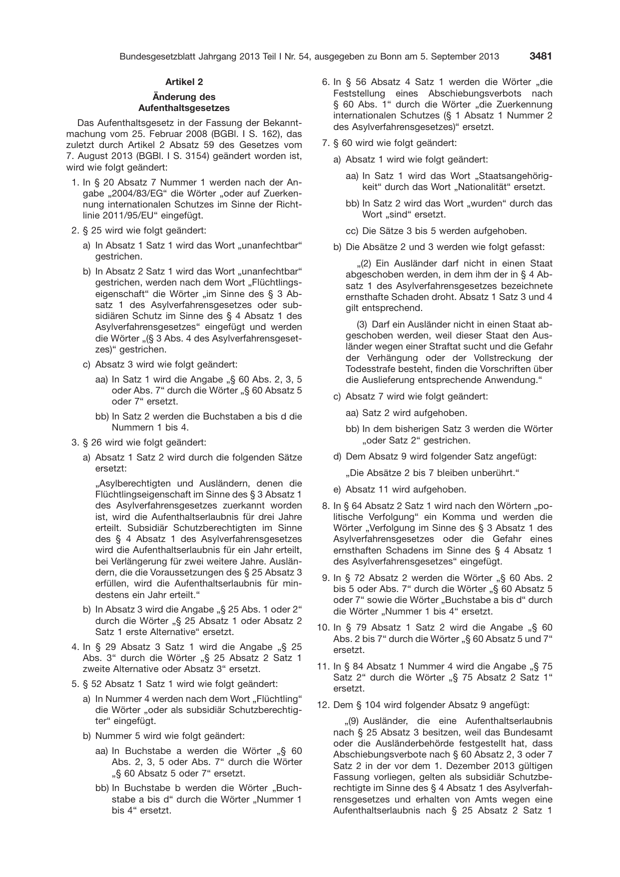 BGBl. 2013, Seite 3481 — Originalseite als Abbildung