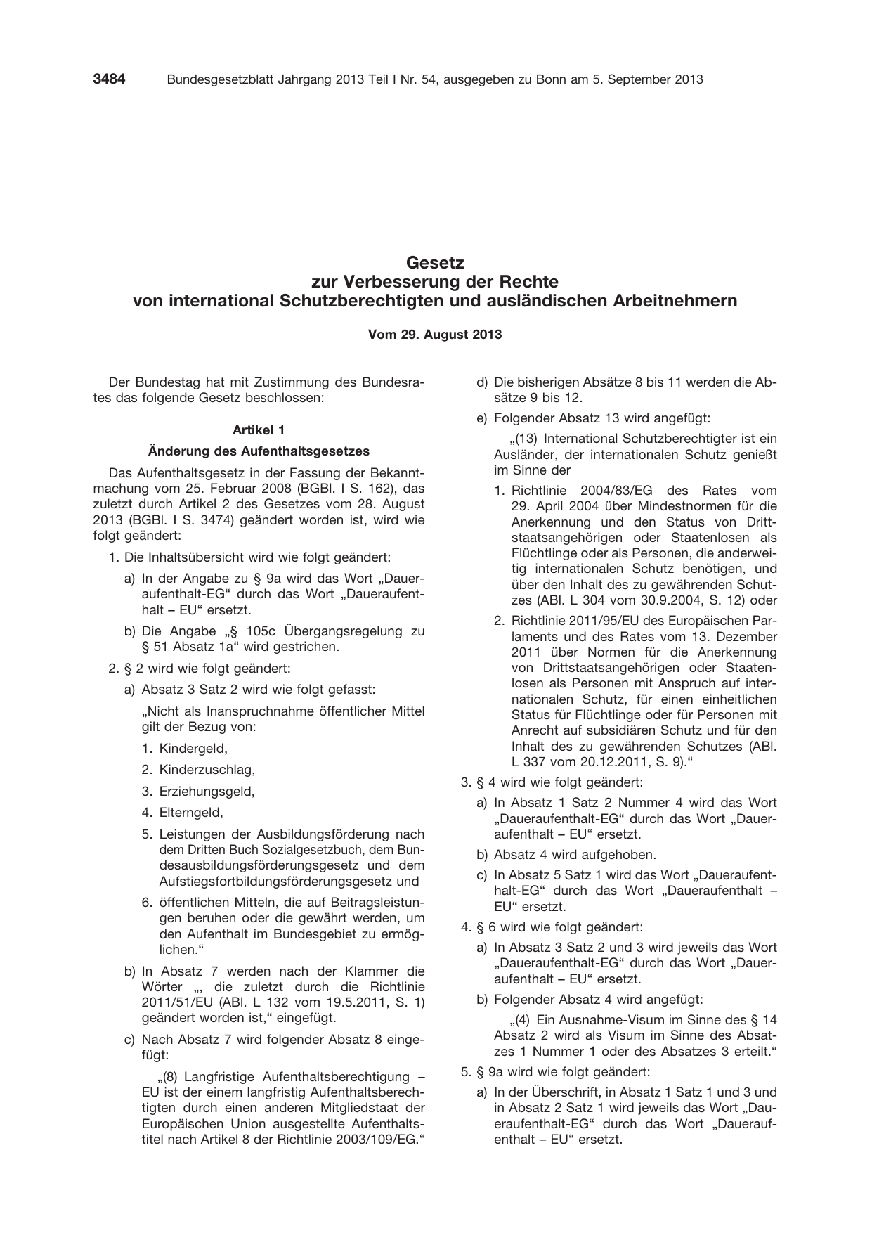 BGBl. 2013, Seite 3484 — Originalseite als Abbildung
