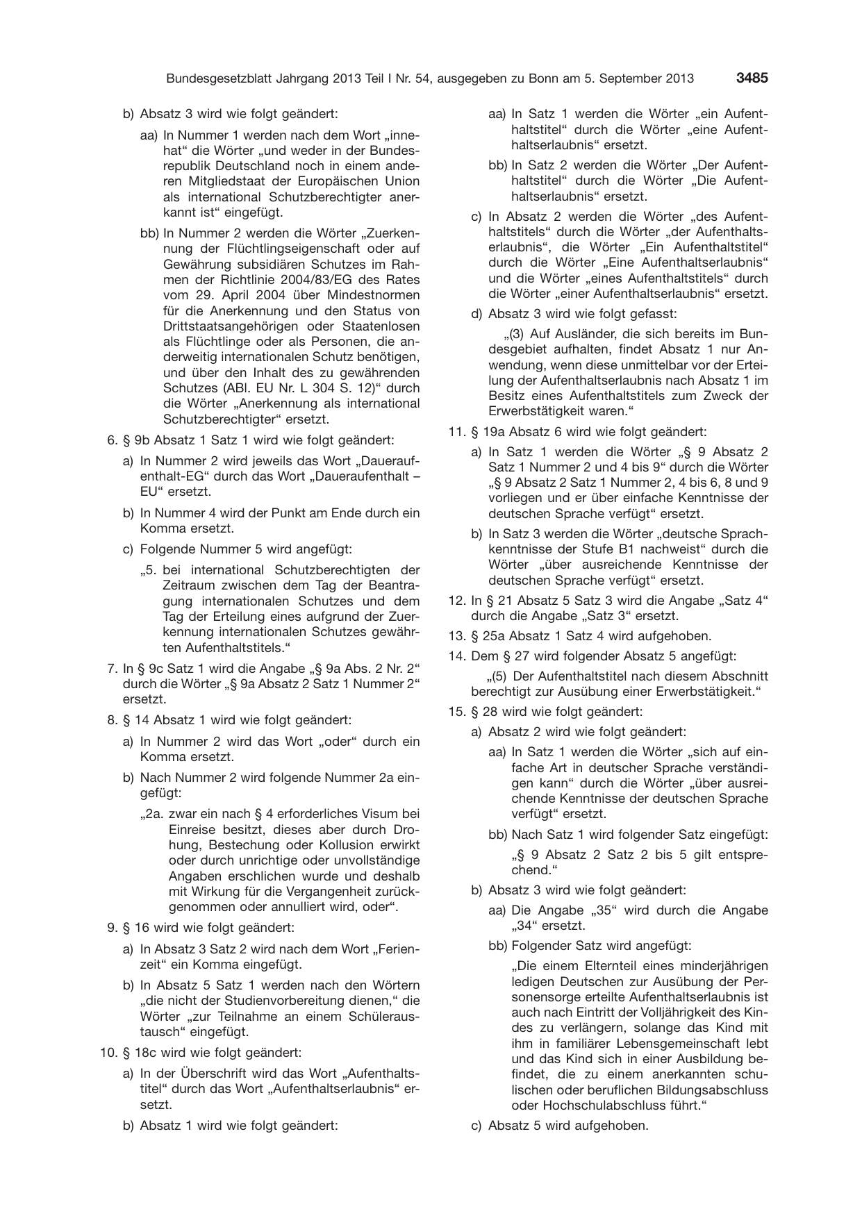 BGBl. 2013, Seite 3485 — Originalseite als Abbildung