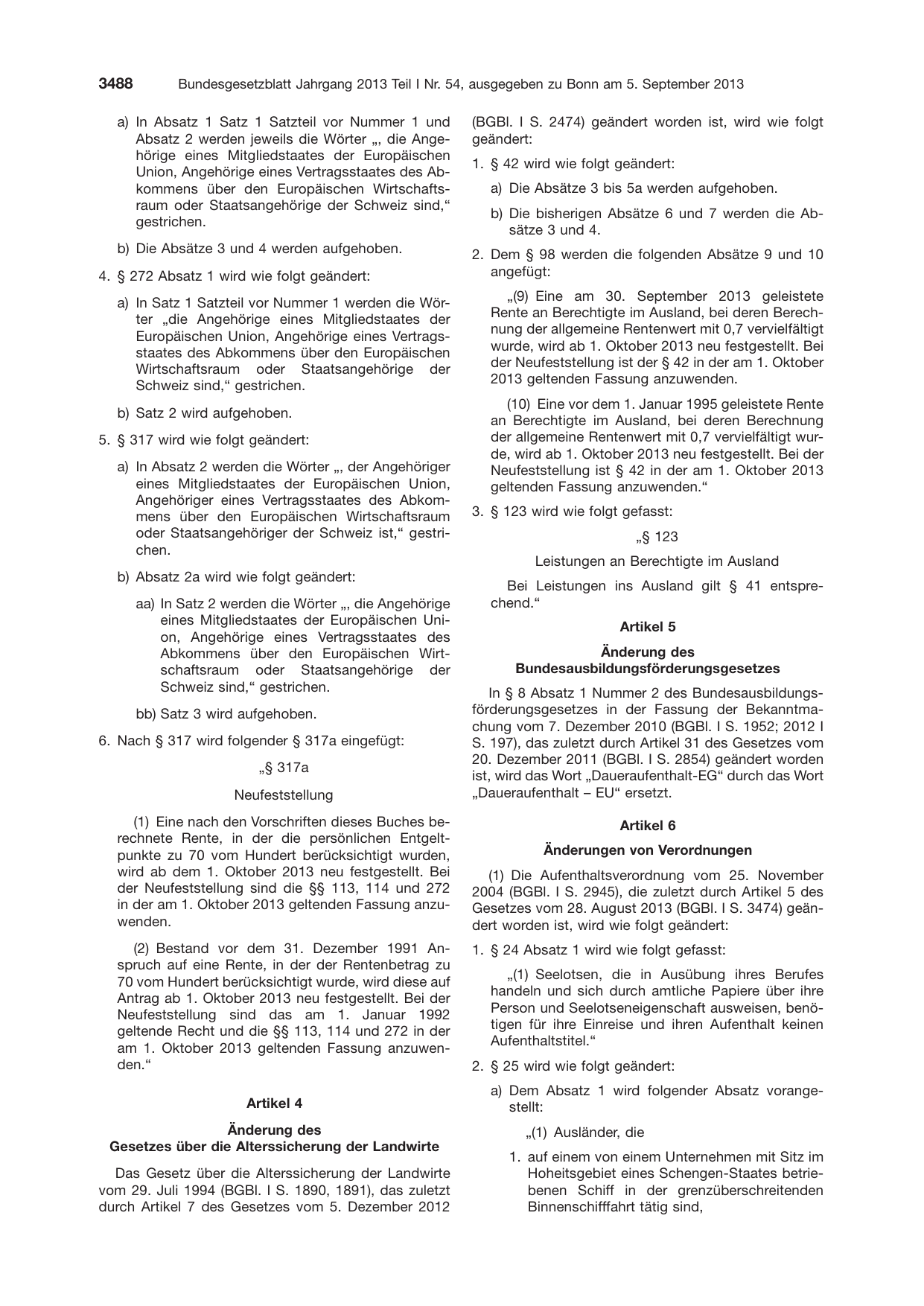 BGBl. 2013, Seite 3488 — Originalseite als Abbildung