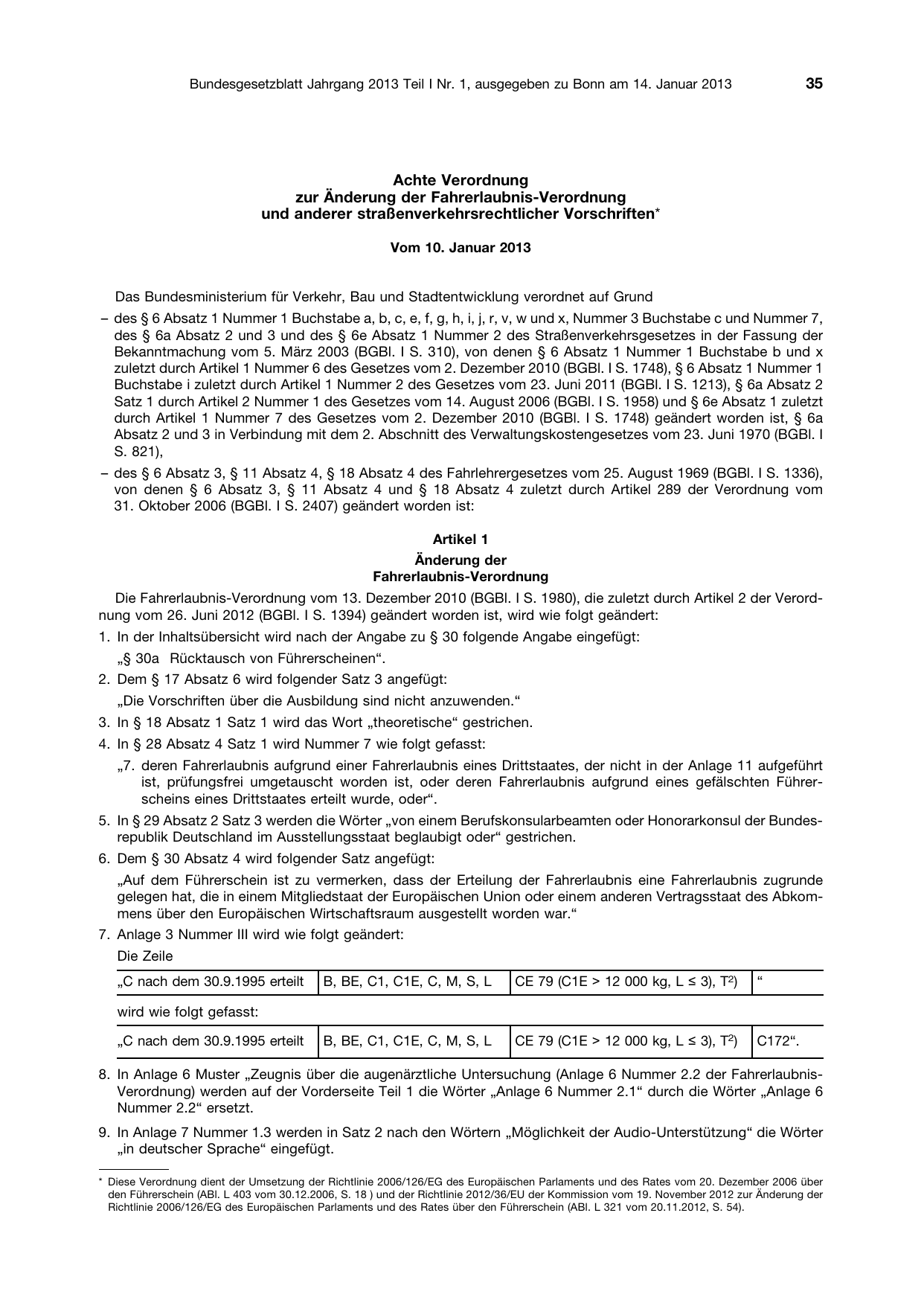 BGBl. 2013, Seite 35 — Originalseite als Abbildung